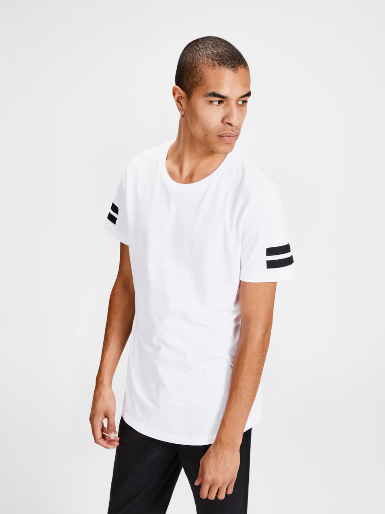 JACK & JONES Tricou 'Boro' negru / alb - Pled.ro