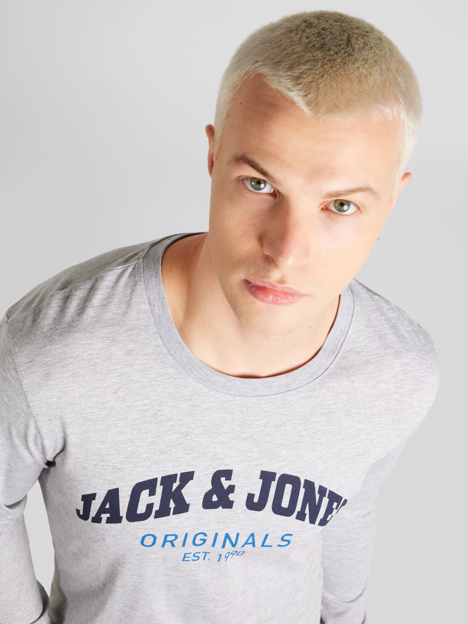 JACK & JONES Tricou 'BRAD' bleumarin / albastru deschis / gri deschis - Pled.ro