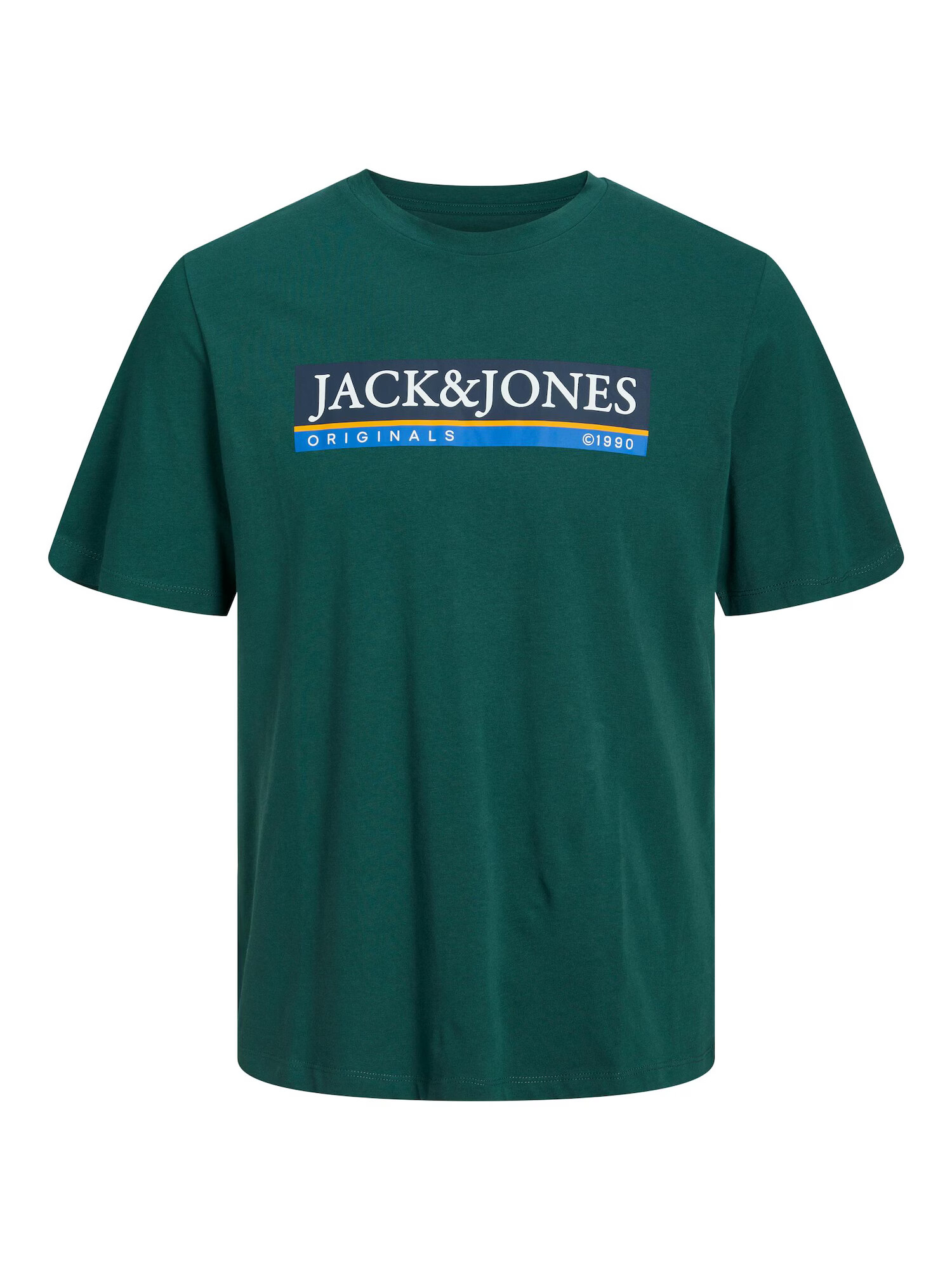 JACK & JONES Tricou 'Codyy' azuriu / verde smarald / alb - Pled.ro