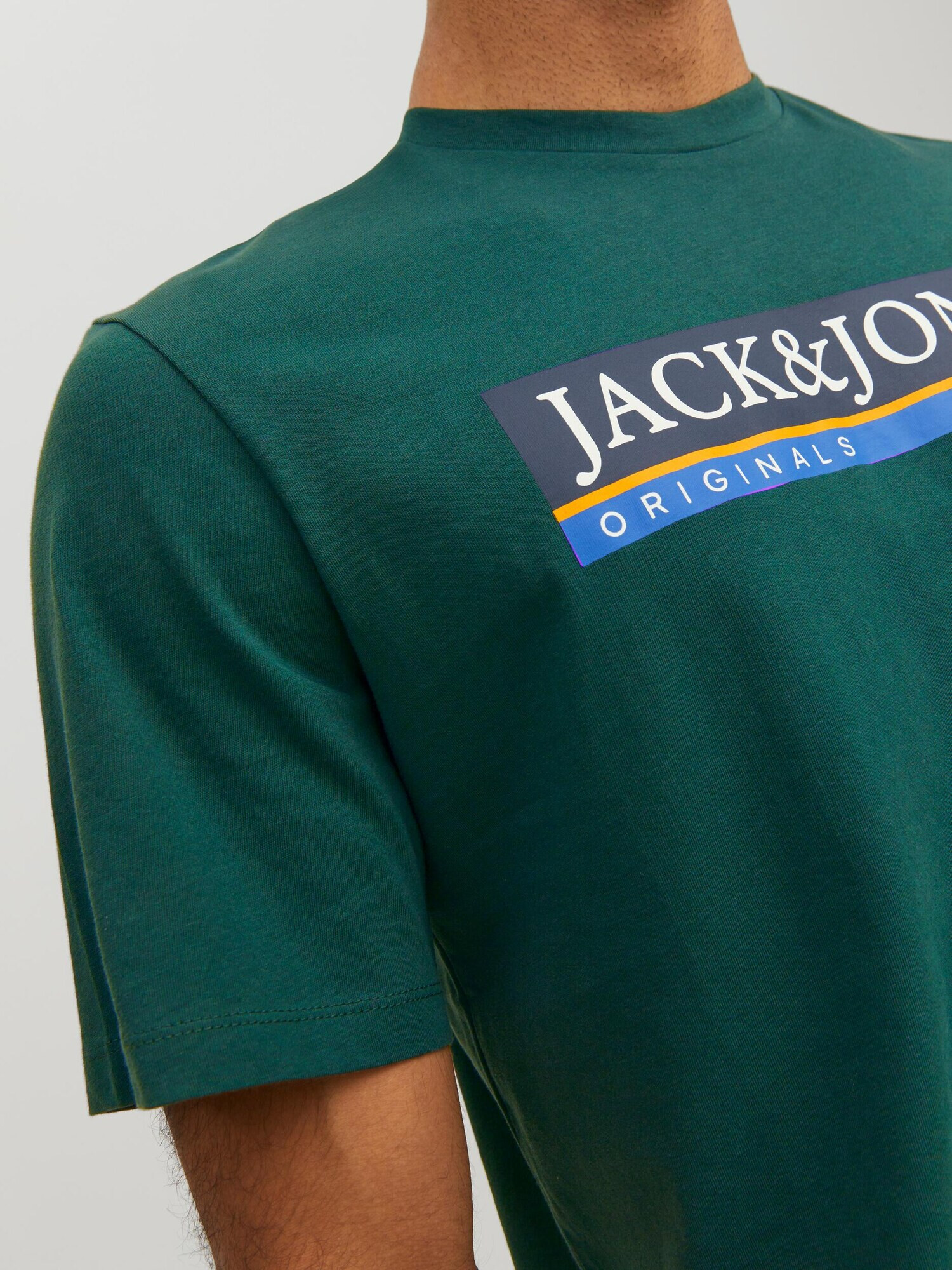 JACK & JONES Tricou 'Codyy' azuriu / verde smarald / alb - Pled.ro