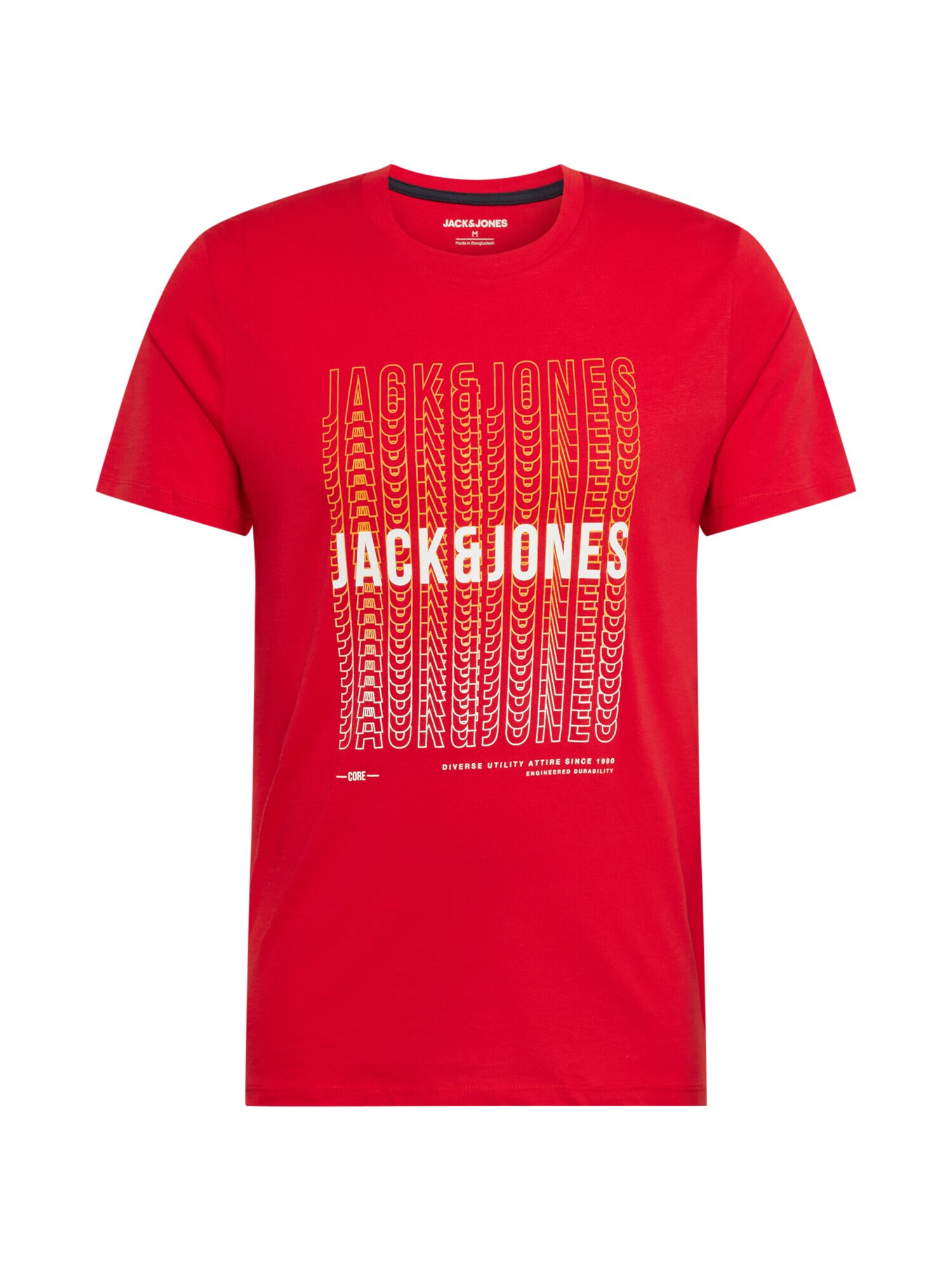 JACK & JONES Tricou 'CYBER' galben auriu / roși aprins / alb - Pled.ro