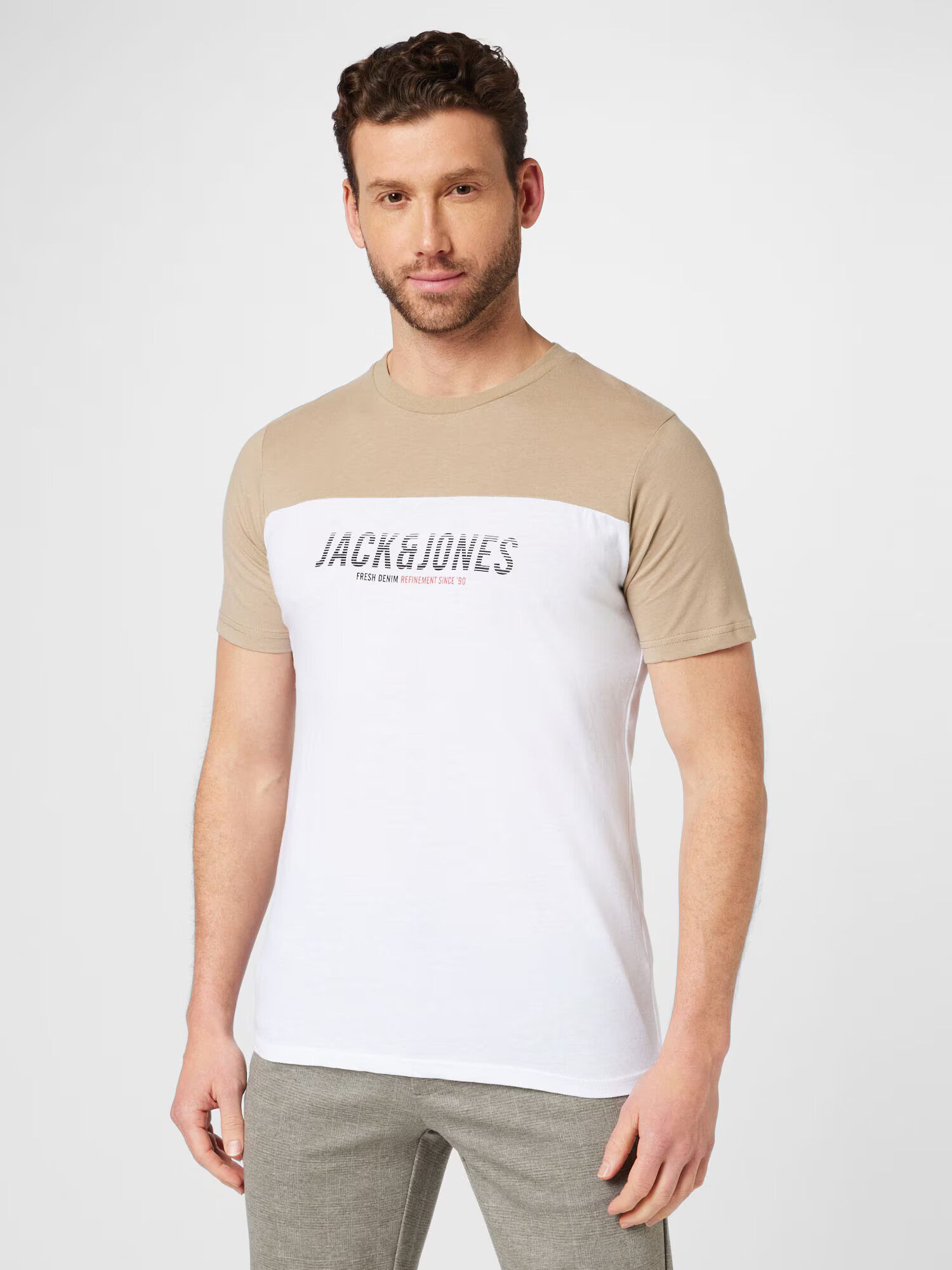 JACK & JONES Tricou 'Dan' crem / șamoa / roșu / negru - Pled.ro