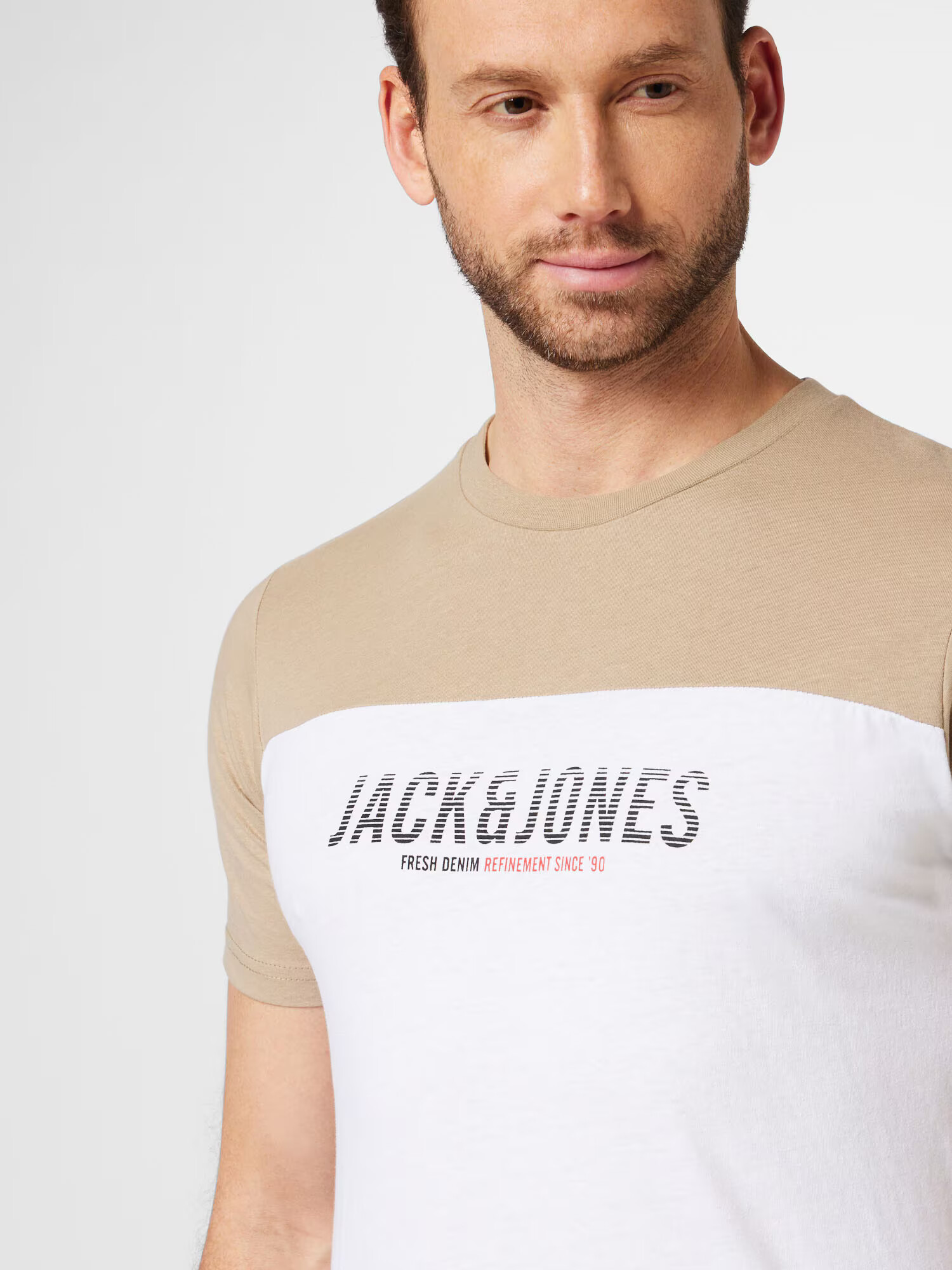 JACK & JONES Tricou 'Dan' crem / șamoa / roșu / negru - Pled.ro