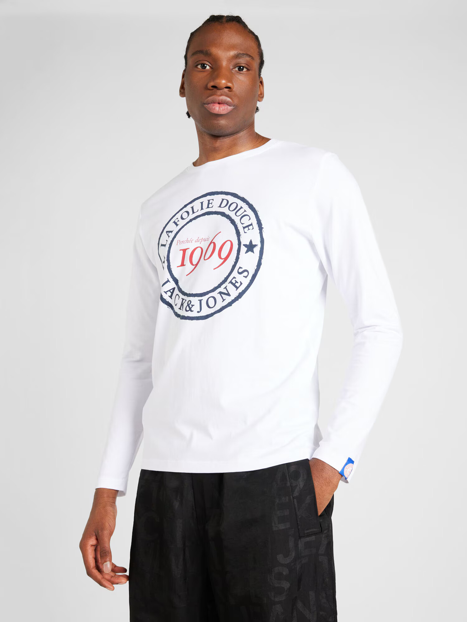 JACK & JONES Tricou 'DOUCE' bleumarin / roșu / alb - Pled.ro