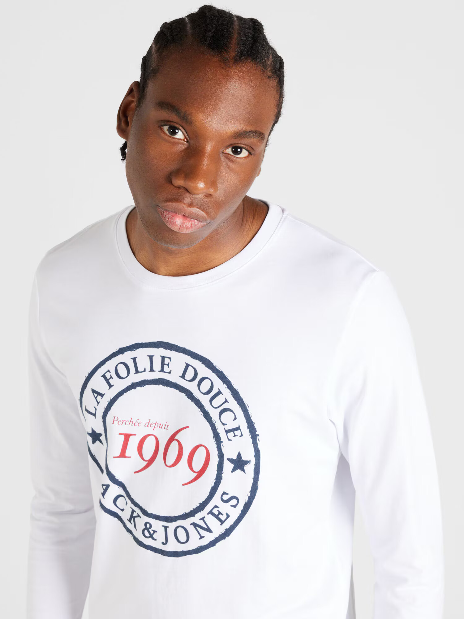 JACK & JONES Tricou 'DOUCE' bleumarin / roșu / alb - Pled.ro