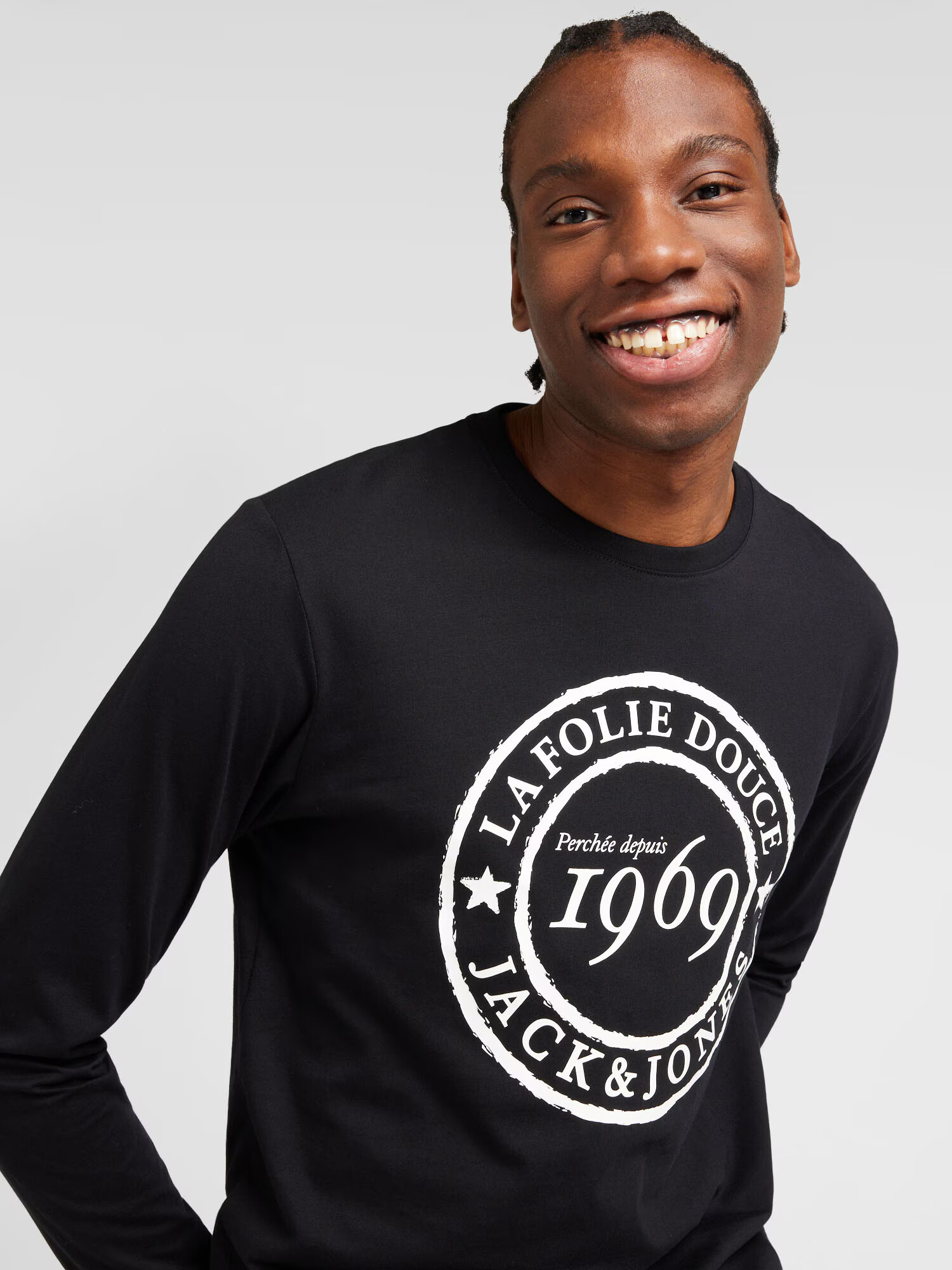 JACK & JONES Tricou 'DOUCE' negru / alb - Pled.ro