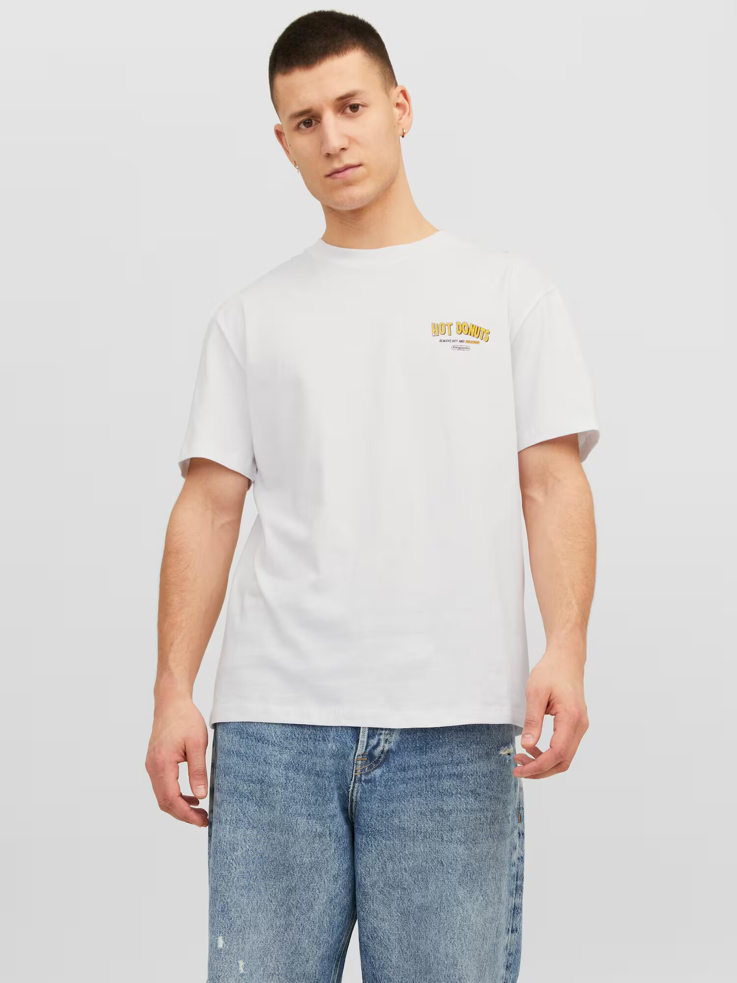 JACK & JONES Tricou 'FEAST' ciocolatiu / galben / alb - Pled.ro