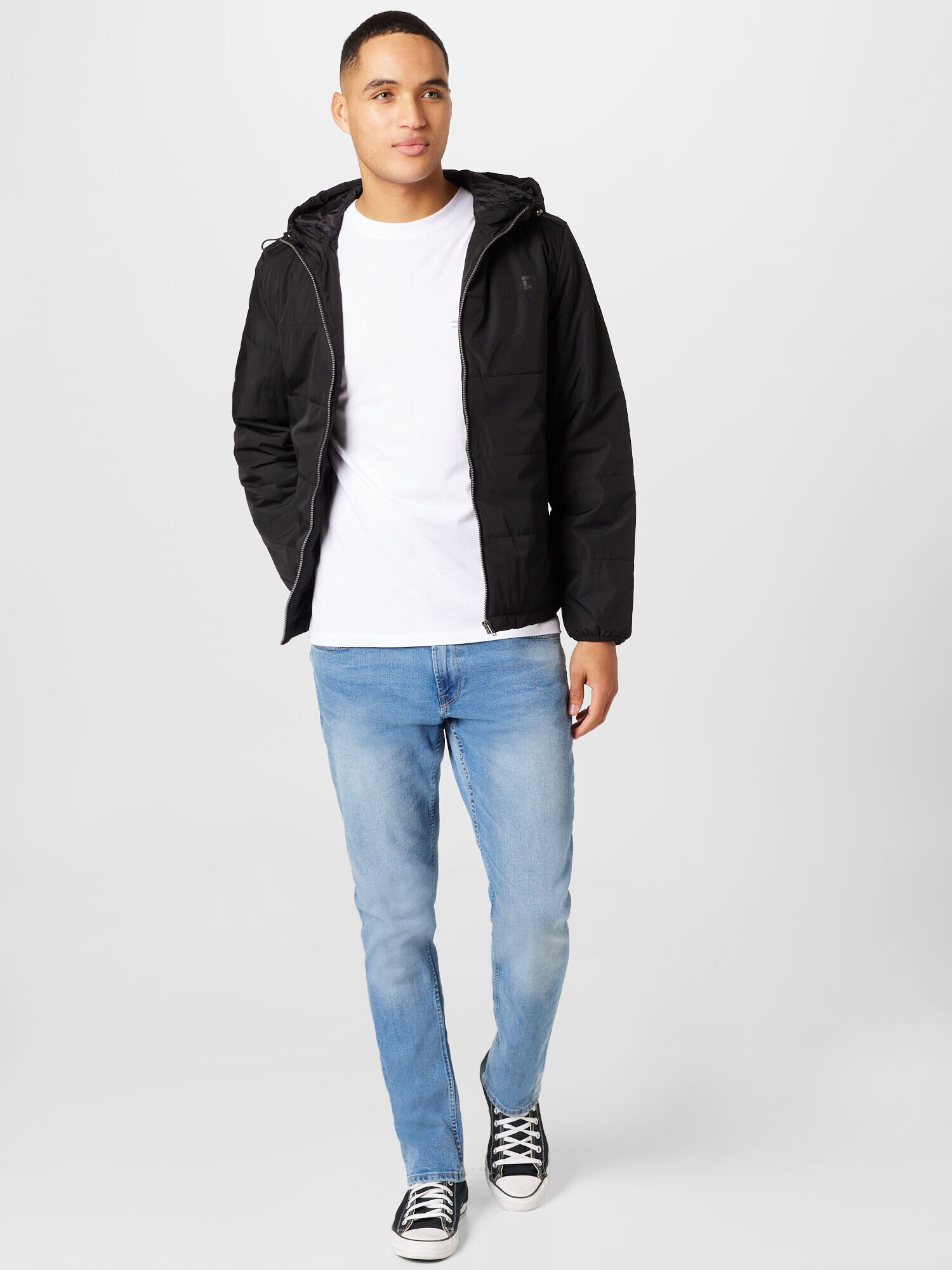 JACK & JONES Tricou 'FELIX' negru / alb - Pled.ro