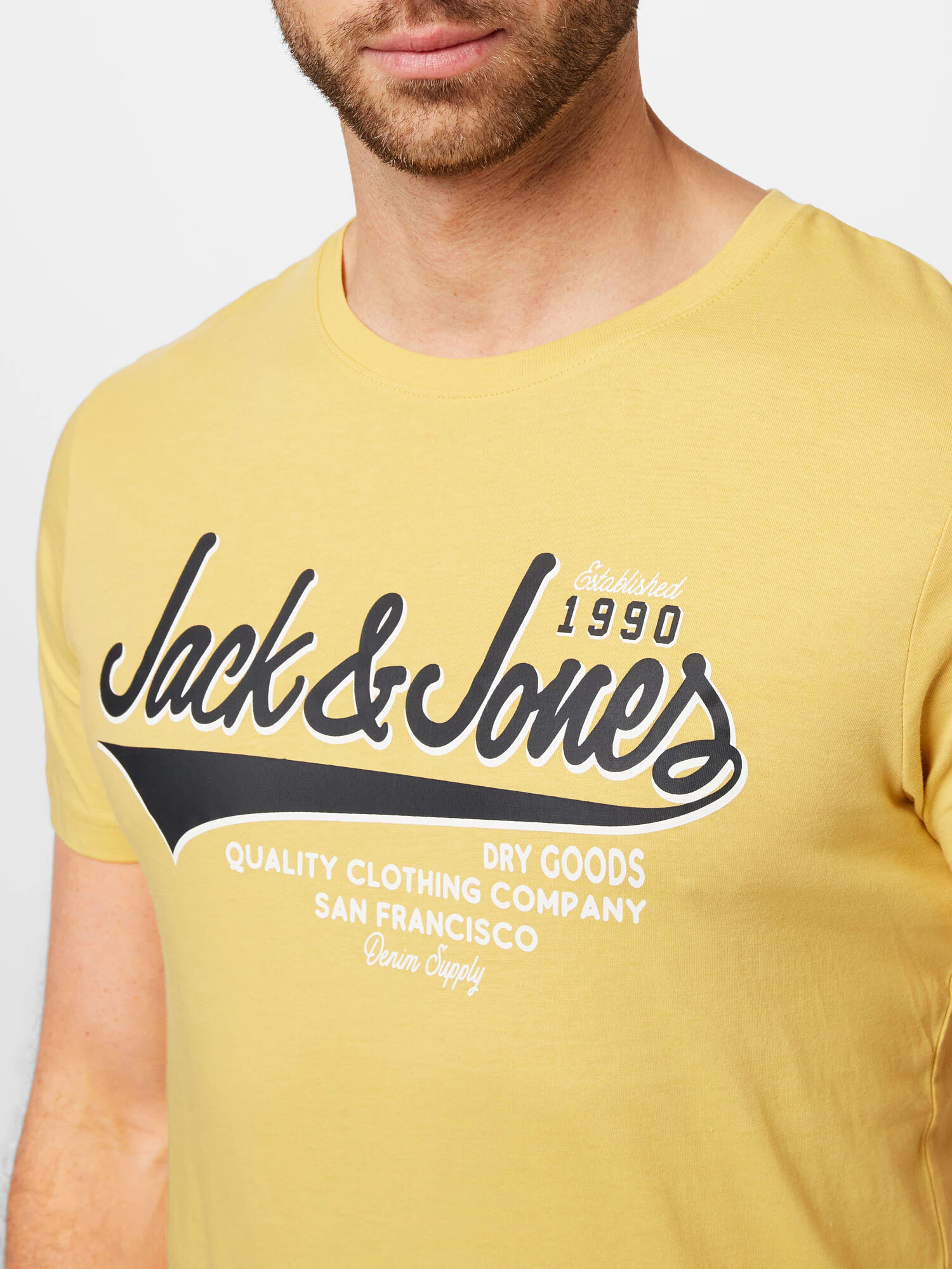 JACK & JONES Tricou galben / negru / alb - Pled.ro