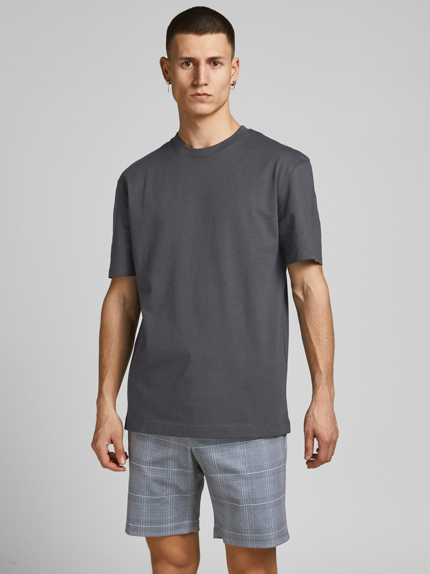 JACK & JONES Tricou gri închis - Pled.ro