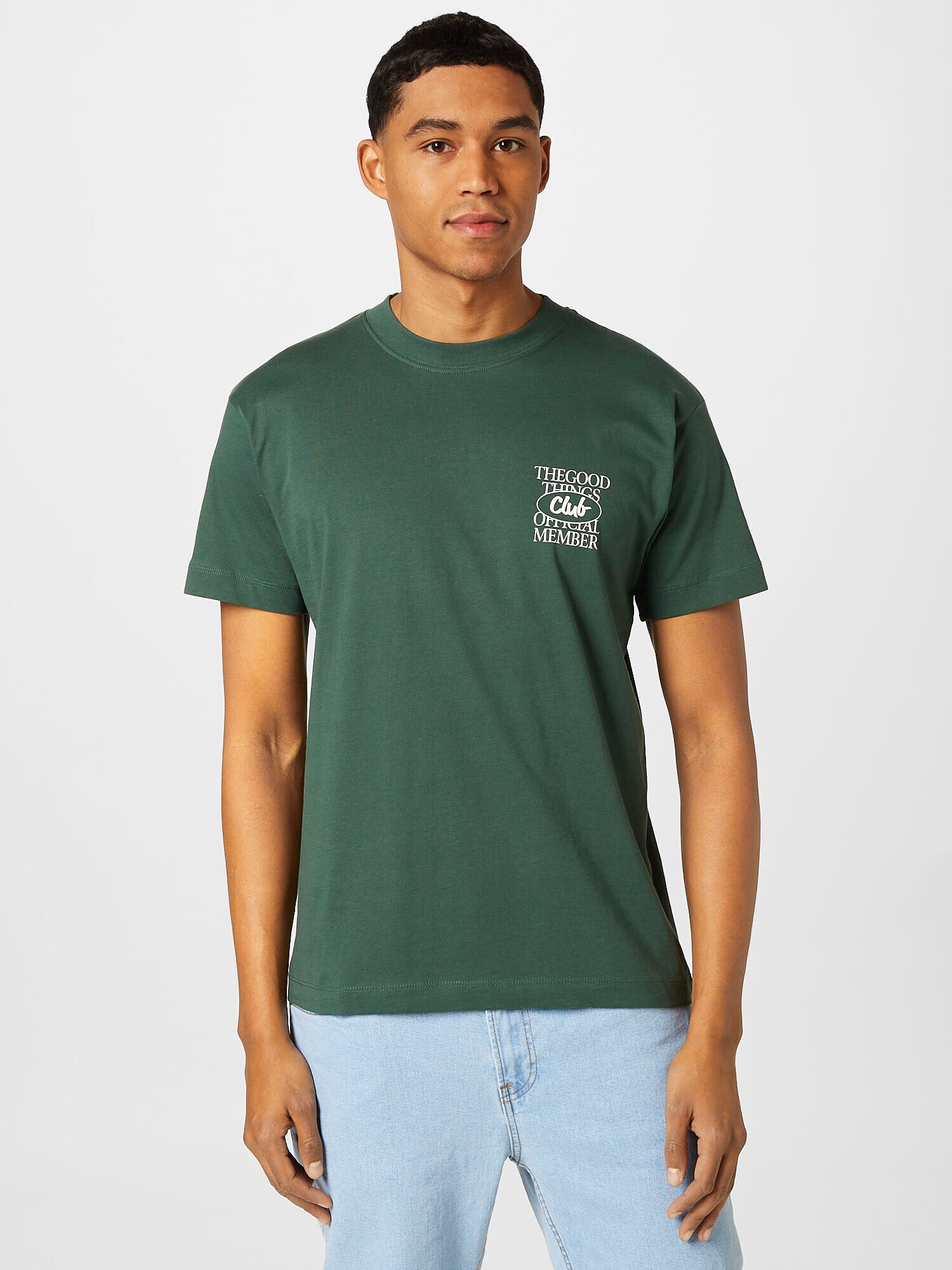 JACK & JONES Tricou 'HARLOW' verde închis / alb - Pled.ro