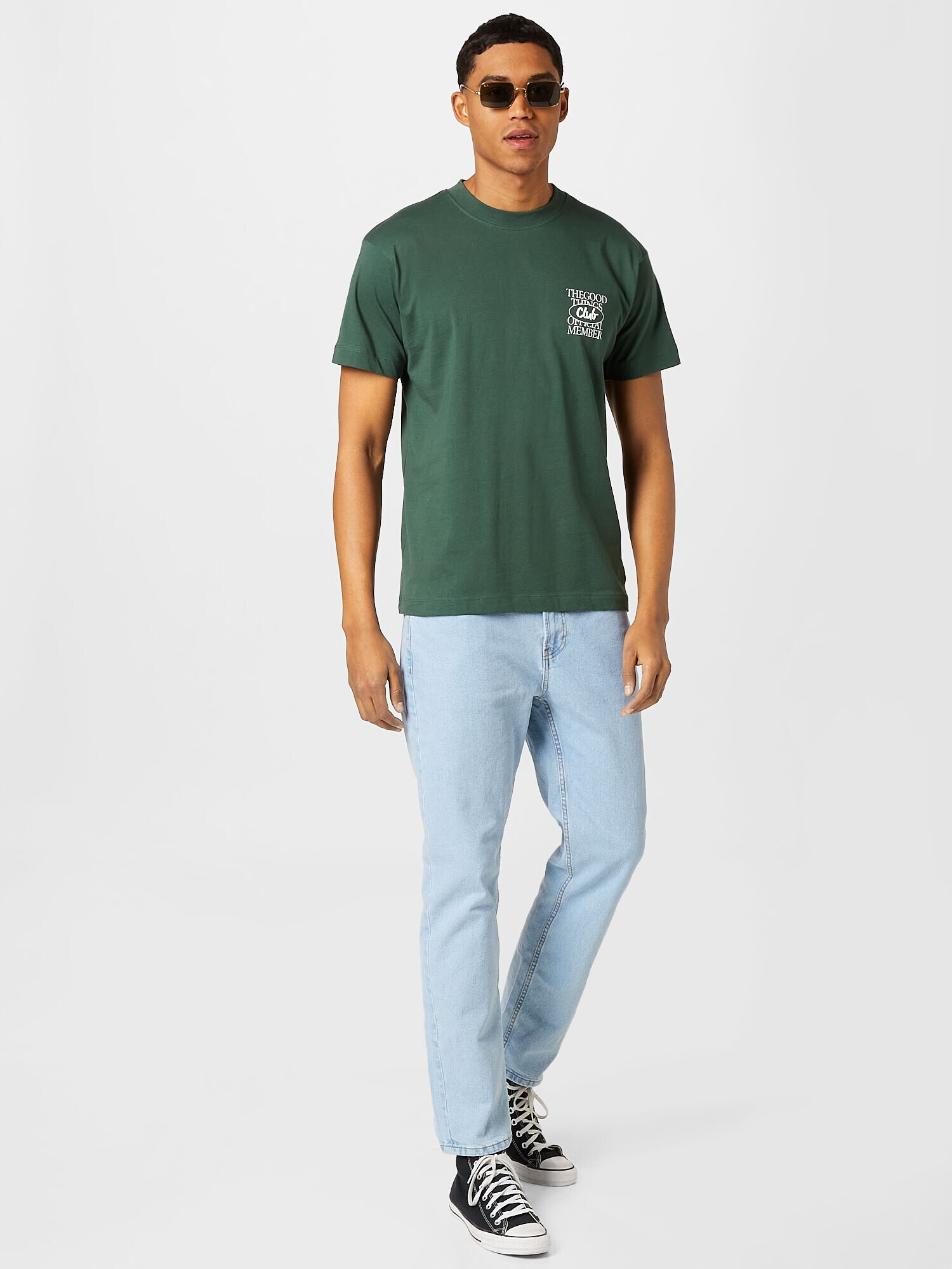 JACK & JONES Tricou 'HARLOW' verde închis / alb - Pled.ro