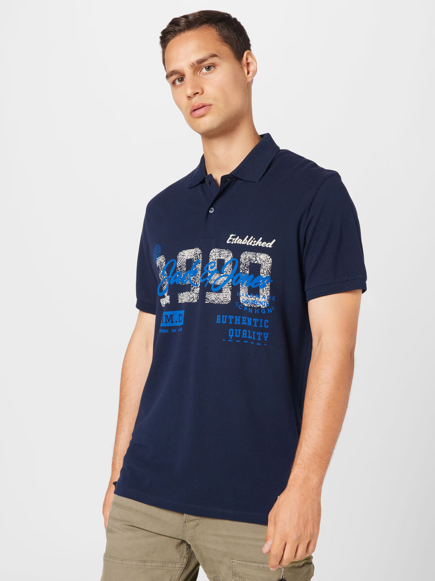 JACK & JONES Tricou 'LAKE' albastru / bleumarin / alb - Pled.ro