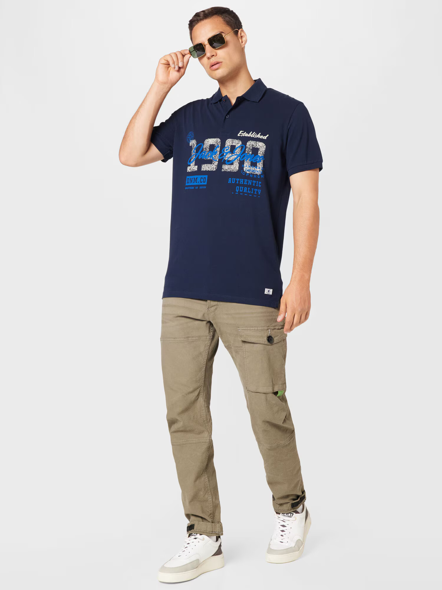 JACK & JONES Tricou 'LAKE' albastru / bleumarin / alb - Pled.ro