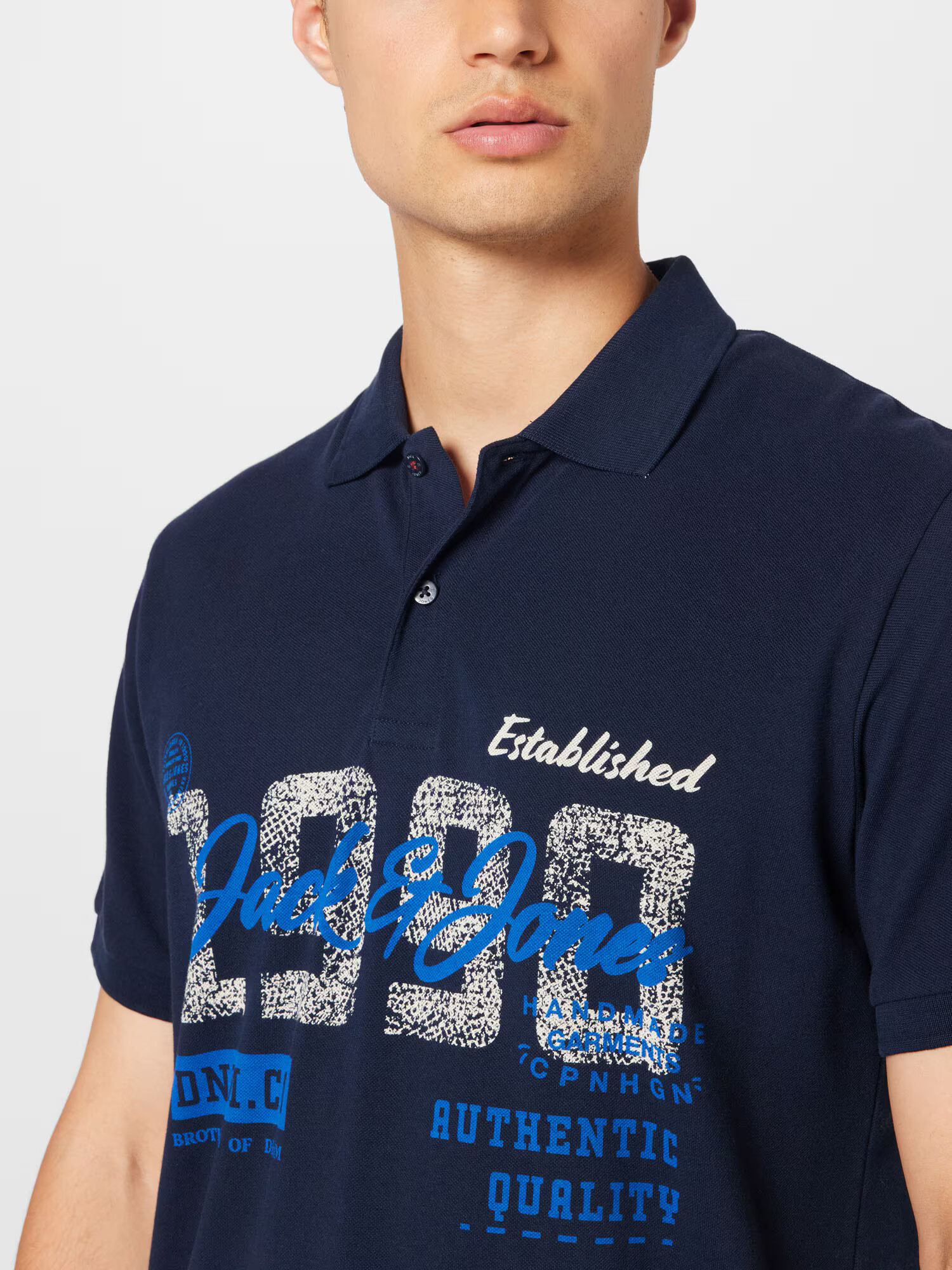 JACK & JONES Tricou 'LAKE' albastru / bleumarin / alb - Pled.ro