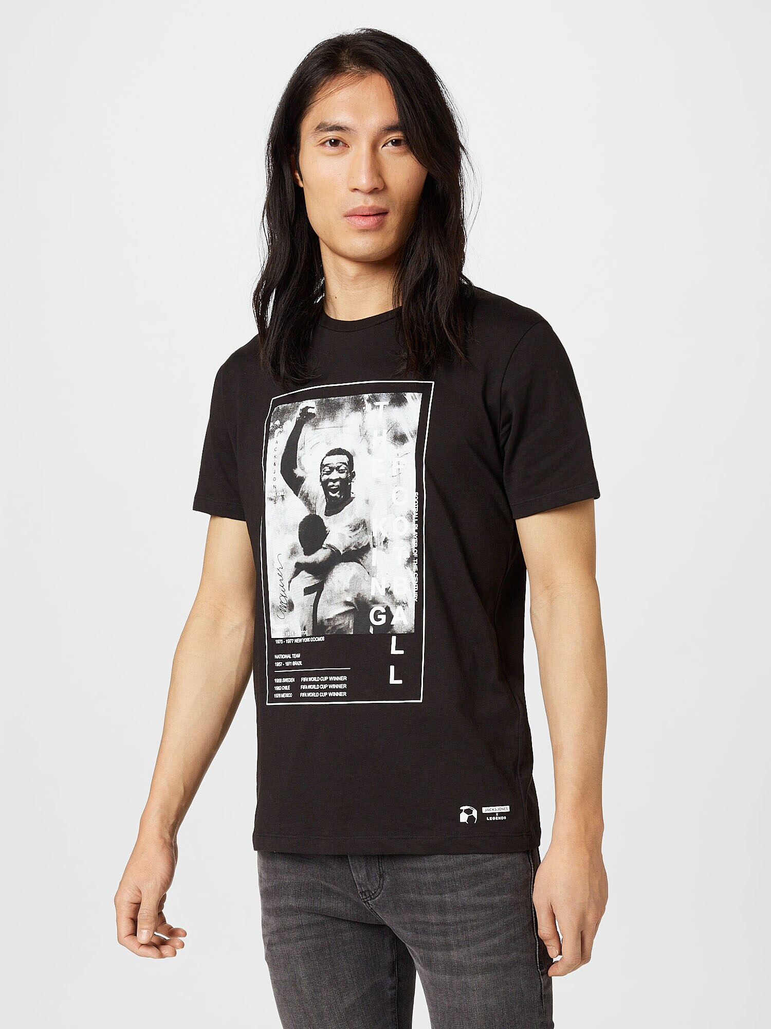 JACK & JONES Tricou 'LEGENDS' negru / alb - Pled.ro