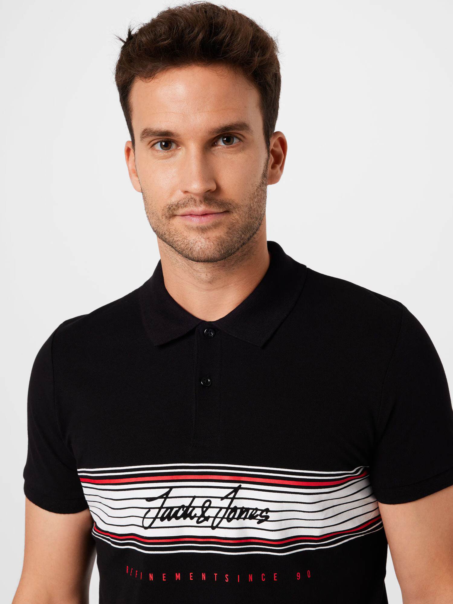 JACK & JONES Tricou 'LEO' roșu / negru / alb - Pled.ro