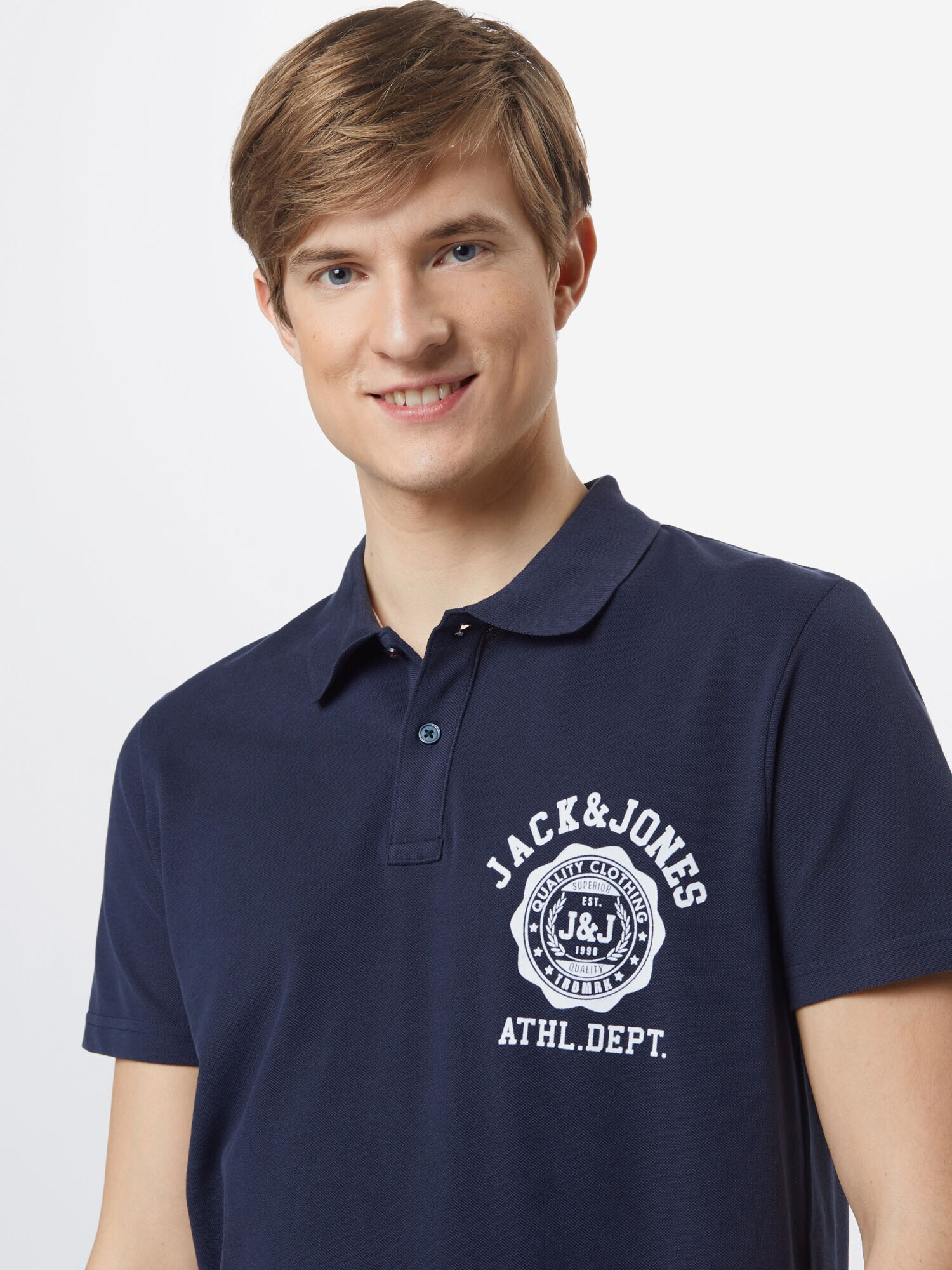 JACK & JONES Tricou 'LOCK' bleumarin / alb - Pled.ro