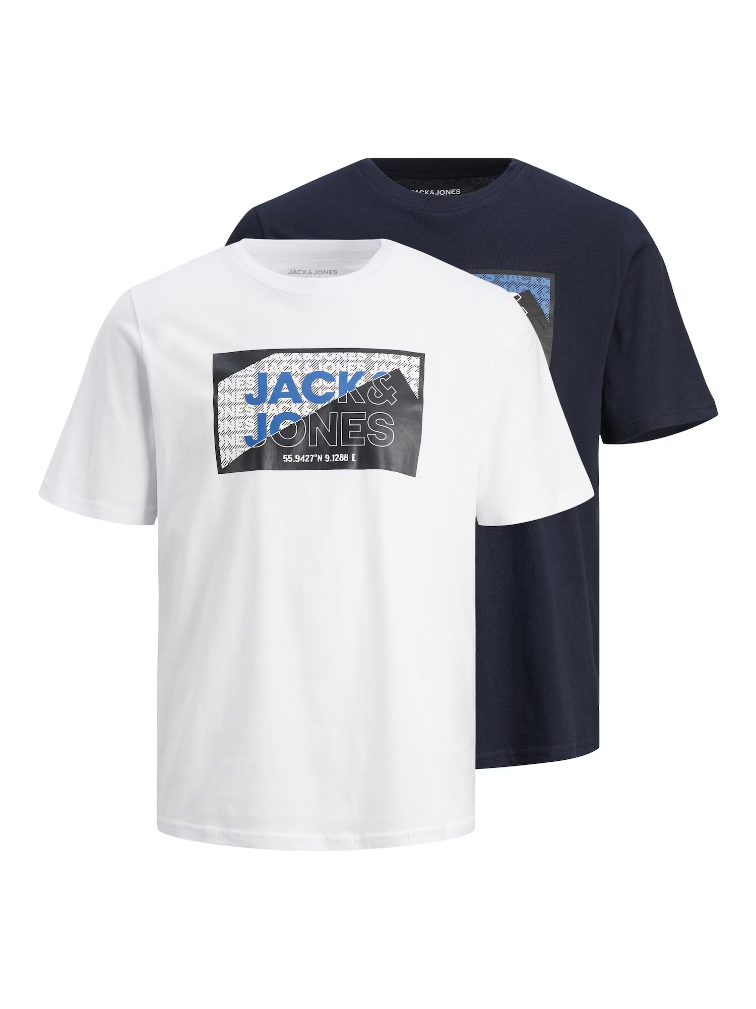 JACK & JONES Tricou 'LOGAN' albastru noapte / alb - Pled.ro