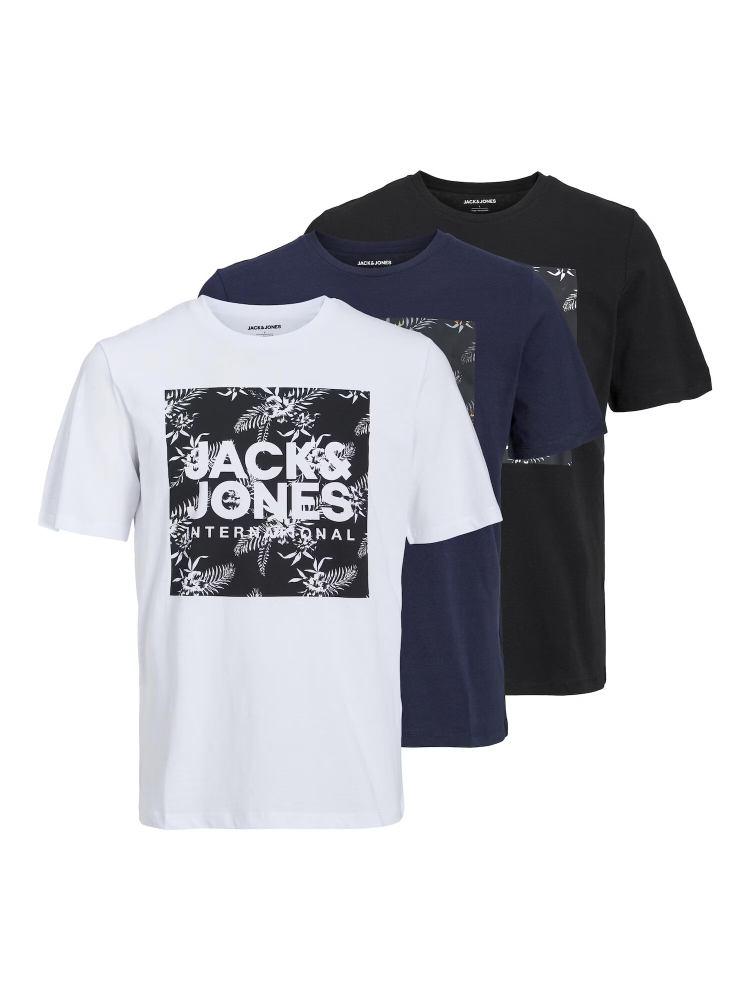 JACK & JONES Tricou 'Loky' albastru închis / negru / alb - Pled.ro