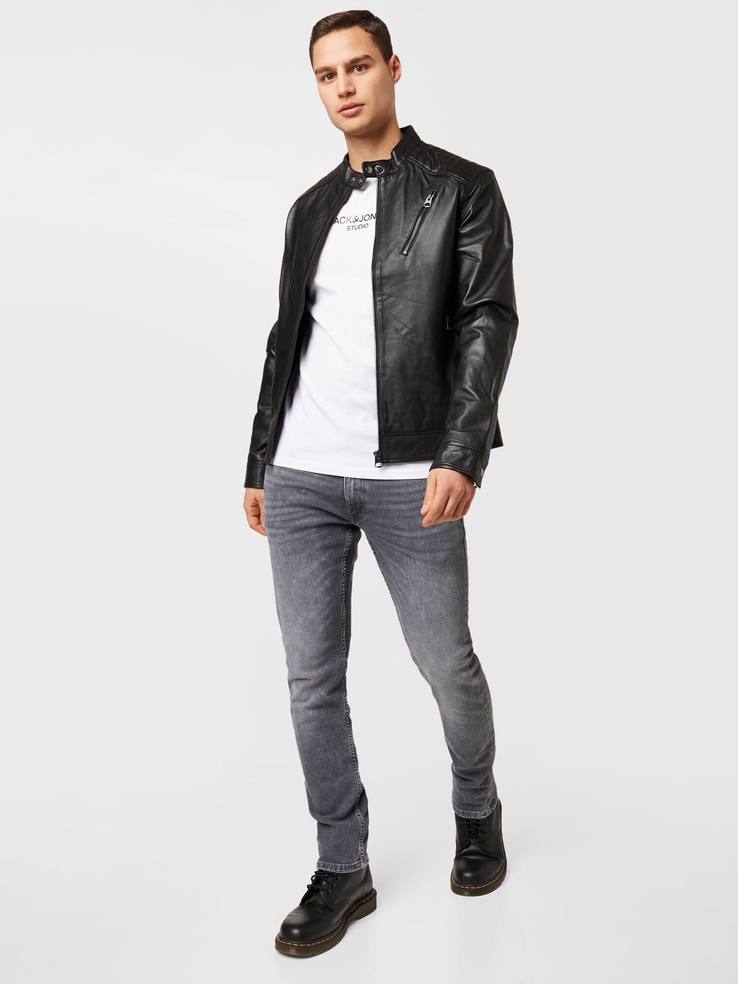 JACK & JONES Tricou 'LOUI' negru / alb - Pled.ro