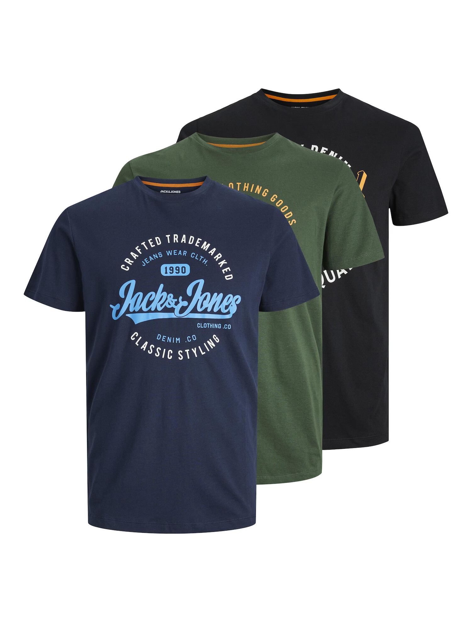 JACK & JONES Tricou 'MIKK' albastru marin / verde / negru / alb - Pled.ro