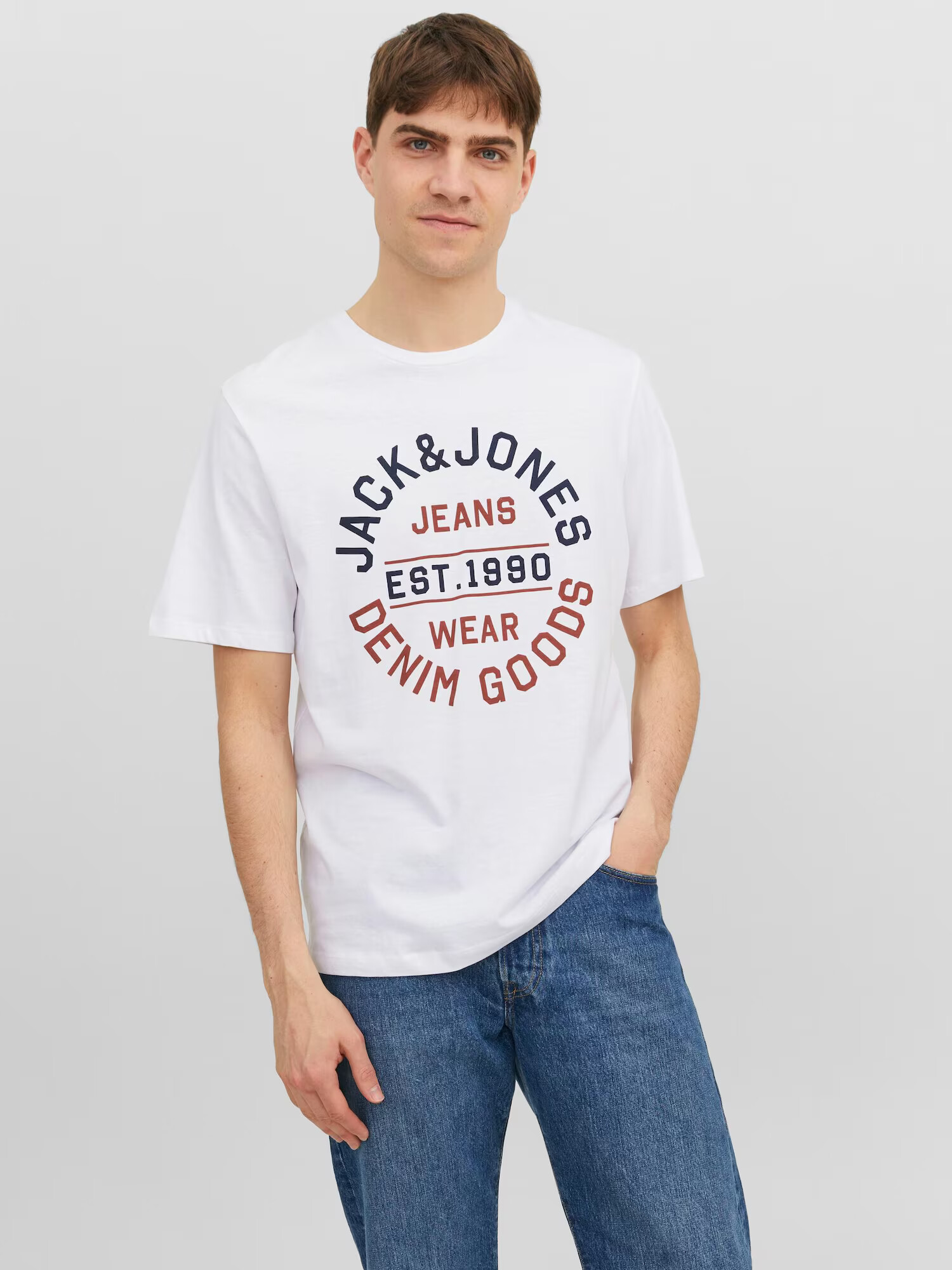 JACK & JONES Tricou 'MIKK' bleumarin / alb - Pled.ro