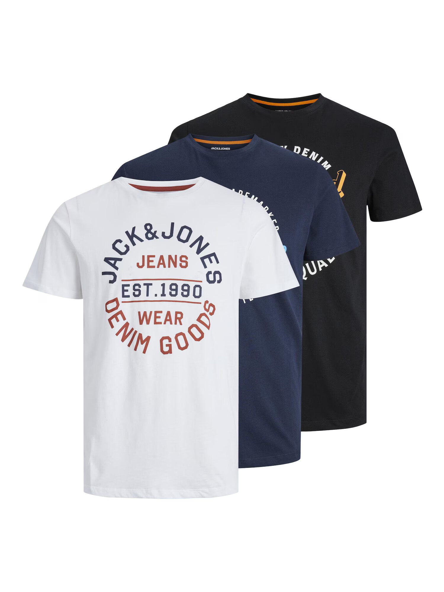 JACK & JONES Tricou 'MIKK' bleumarin / galben curry / negru / alb - Pled.ro