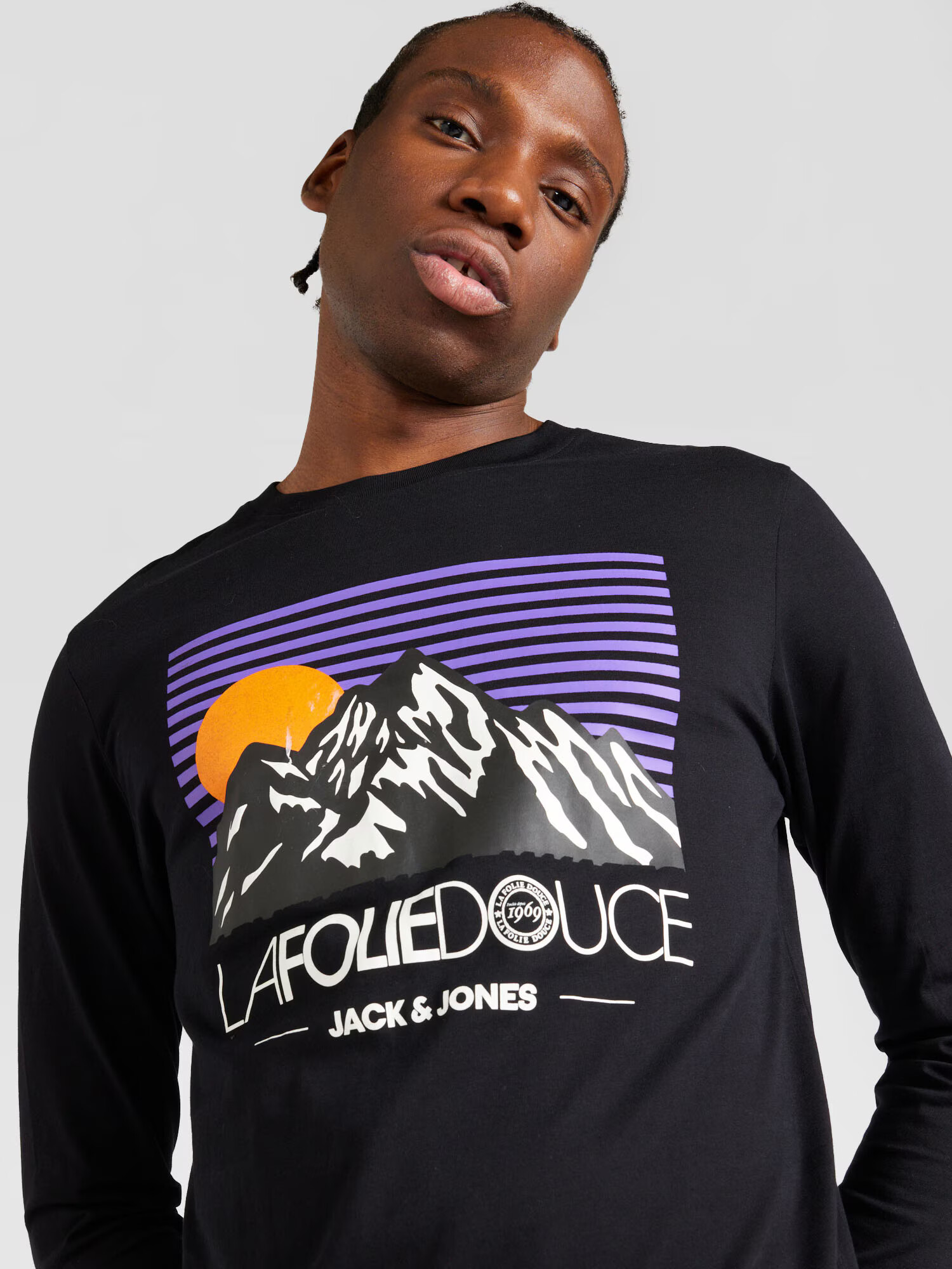 JACK & JONES Tricou 'MOUNTAIN' mov deschis / portocaliu / negru / alb - Pled.ro