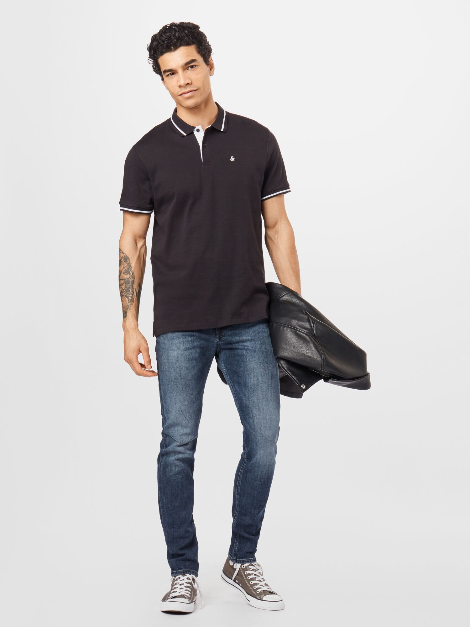 JACK & JONES Tricou negru / alb - Pled.ro