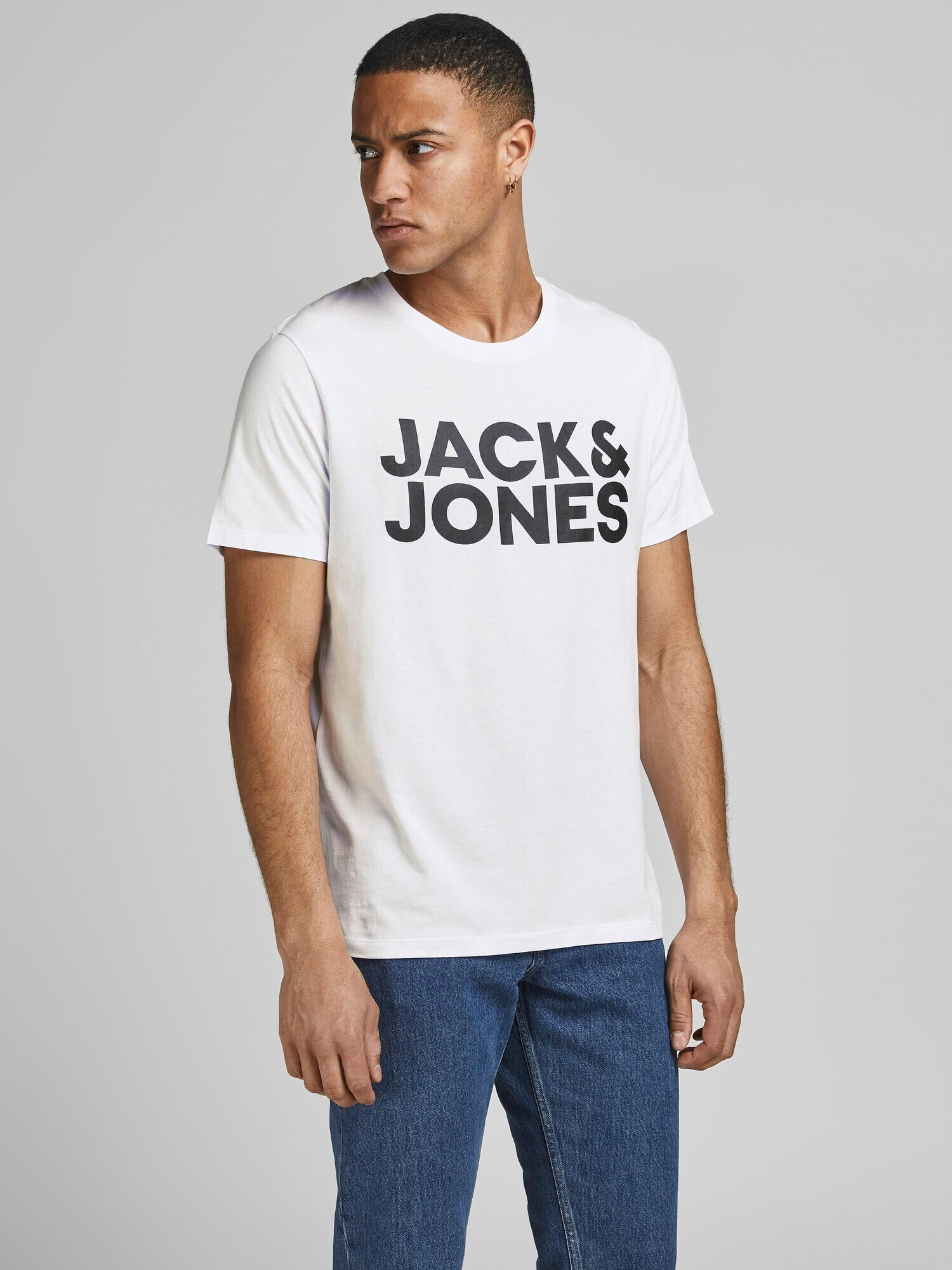 JACK & JONES Tricou negru / alb - Pled.ro