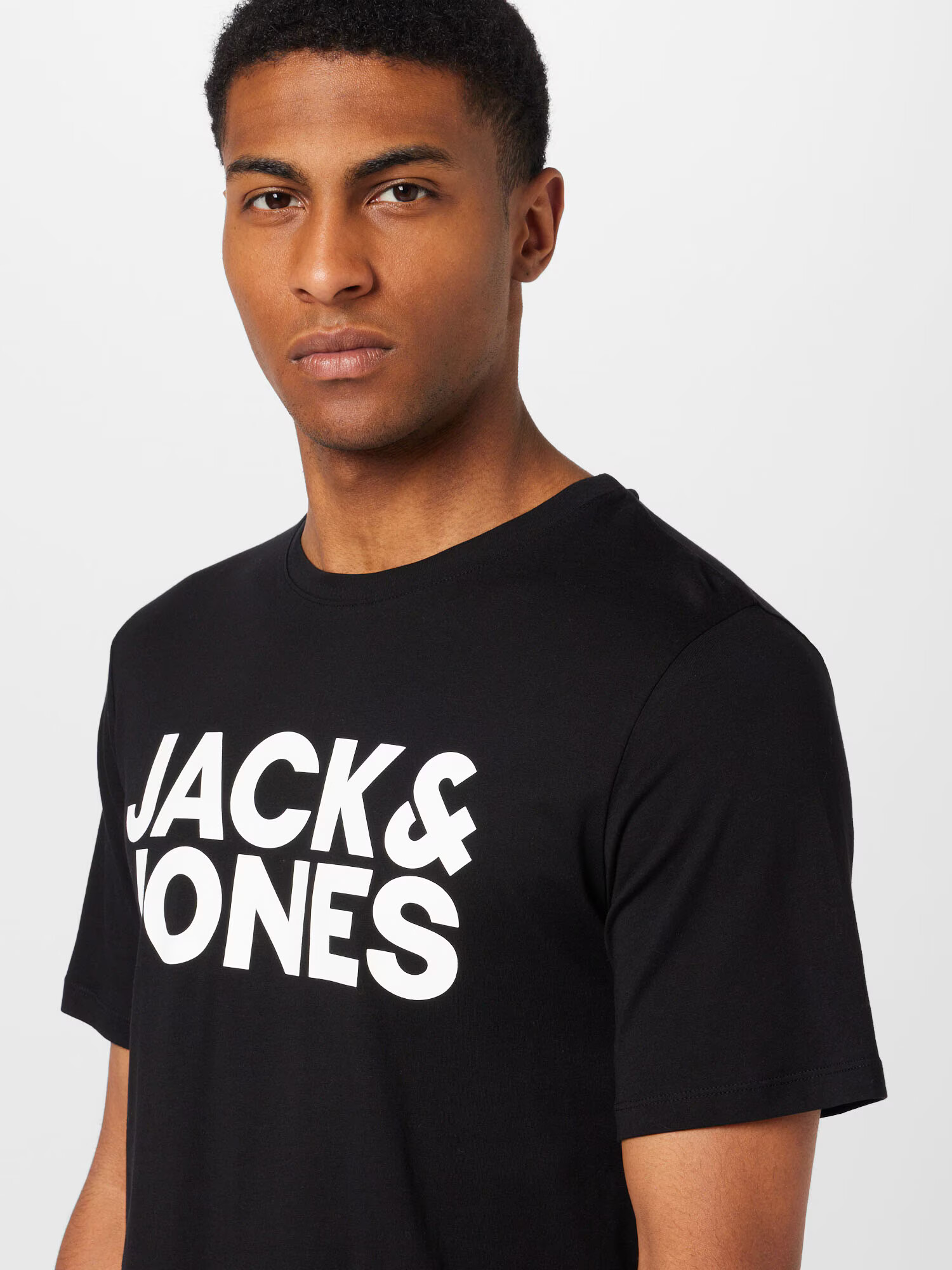 JACK & JONES Tricou negru / alb - Pled.ro