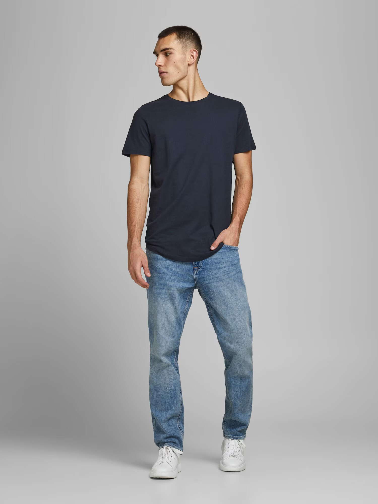 JACK & JONES Tricou 'Noa' albastru noapte / alb - Pled.ro