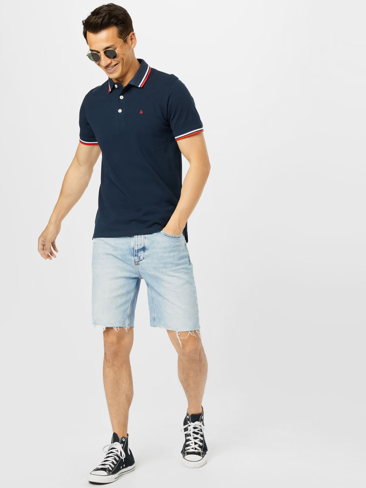 JACK & JONES Tricou 'Paulos' albastru închis / roșu / alb - Pled.ro