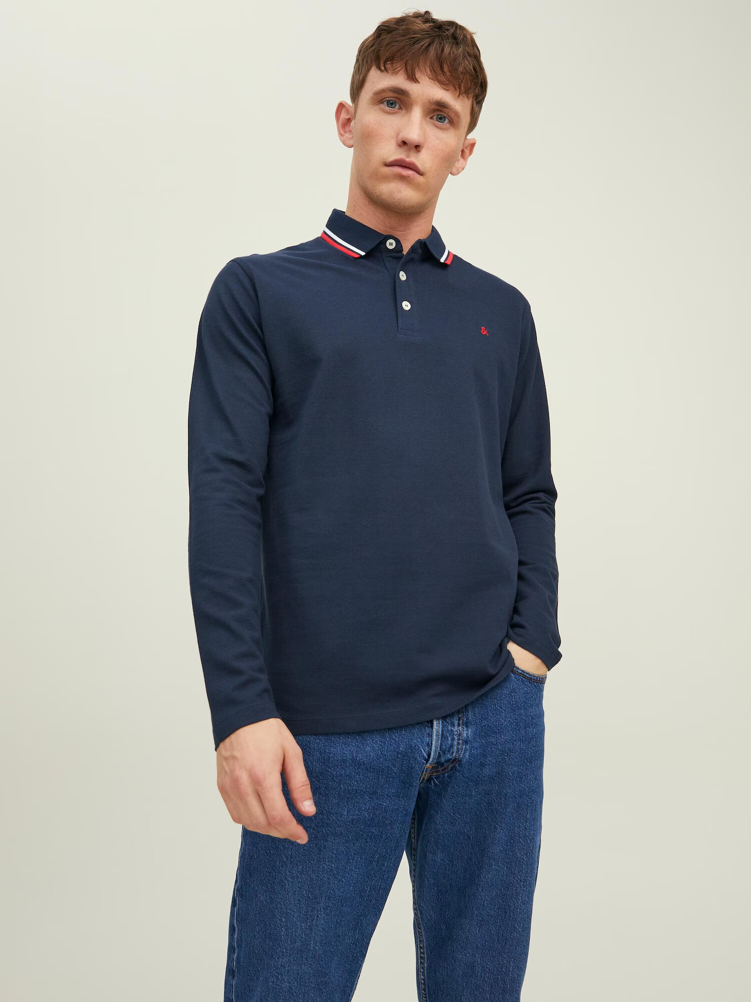 JACK & JONES Tricou 'PAULOS' bleumarin / roșu / alb - Pled.ro