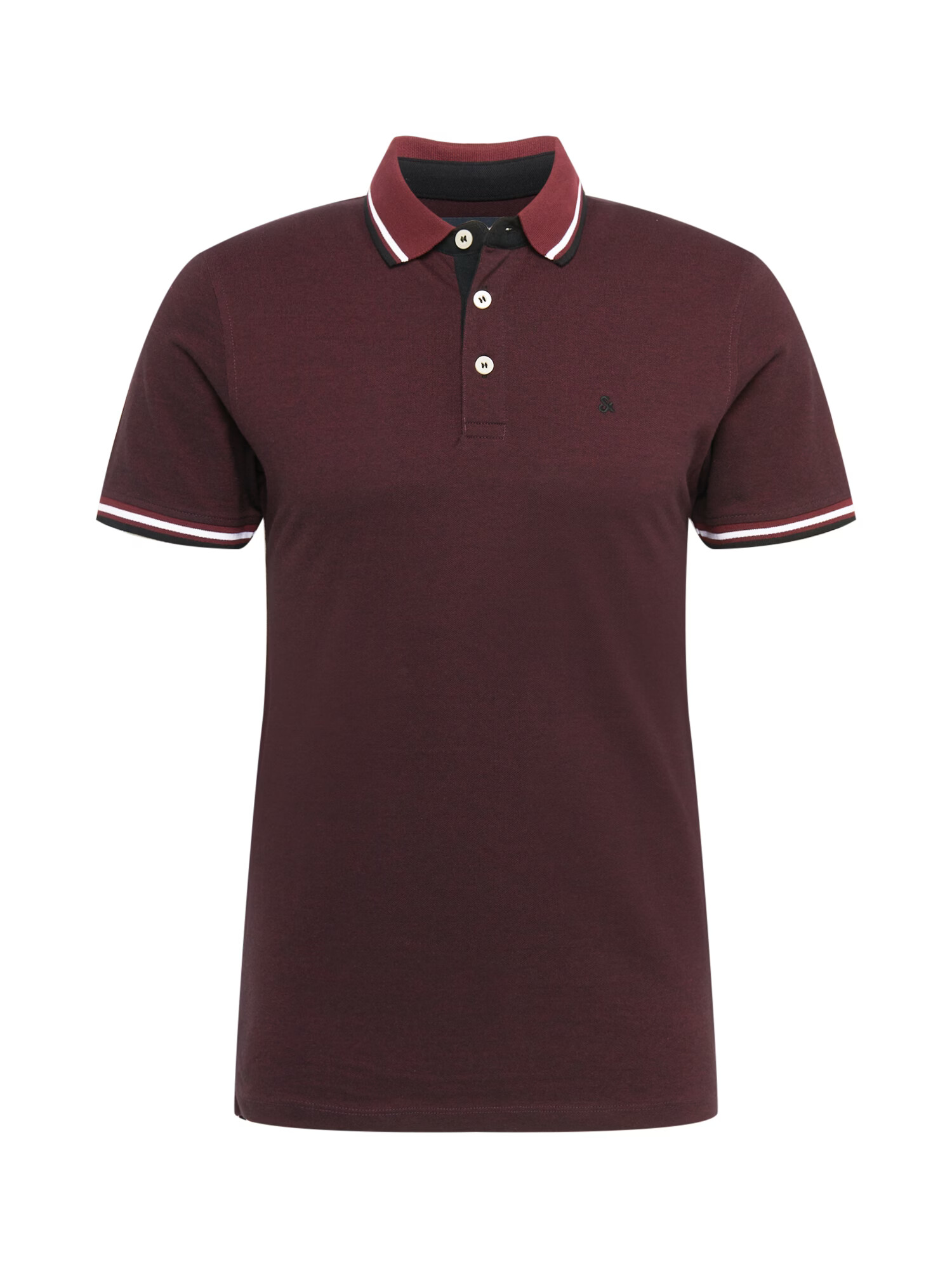 JACK & JONES Tricou 'Paulos' roșu bordeaux / alb - Pled.ro