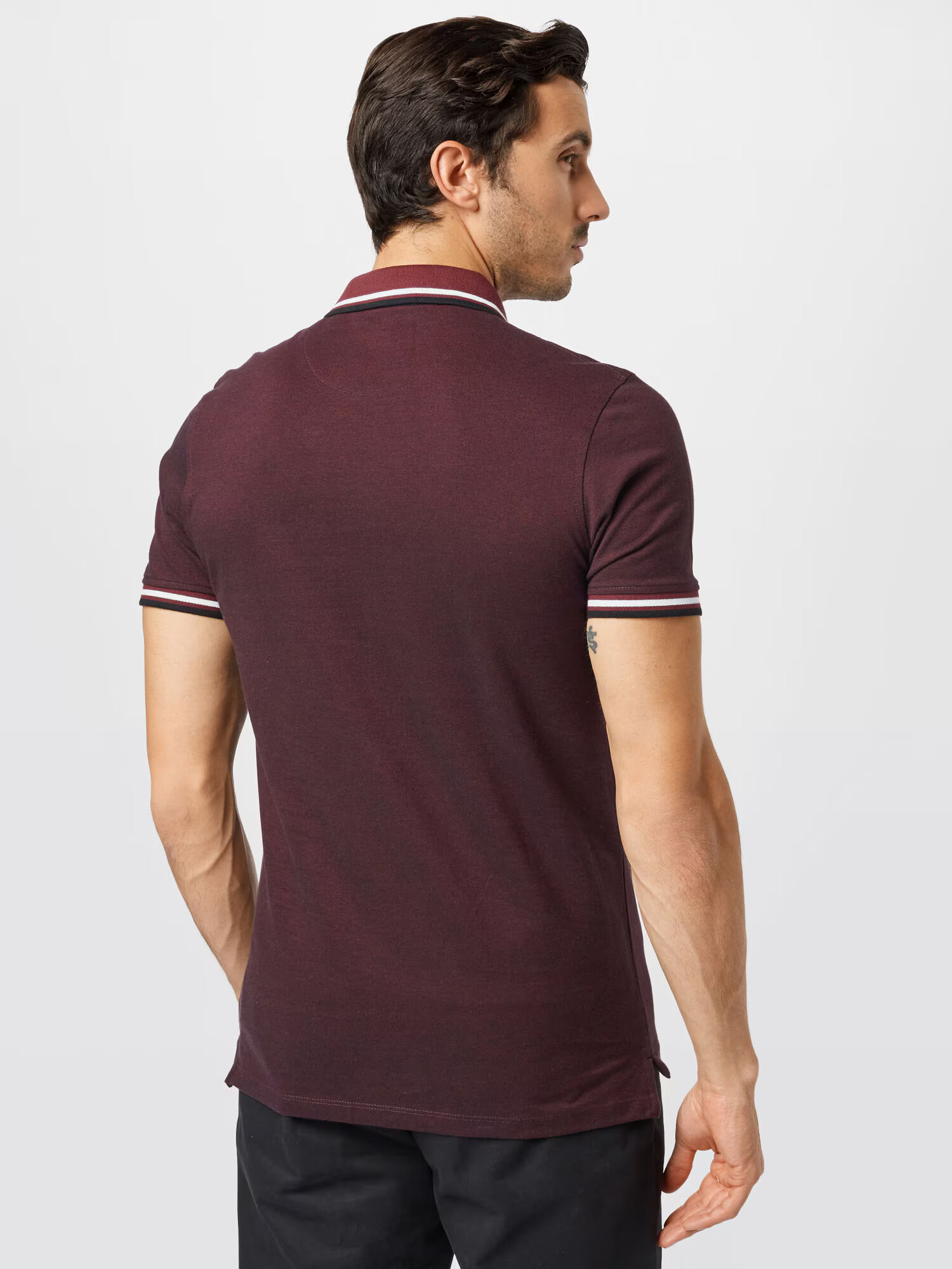 JACK & JONES Tricou 'Paulos' roșu bordeaux / alb - Pled.ro