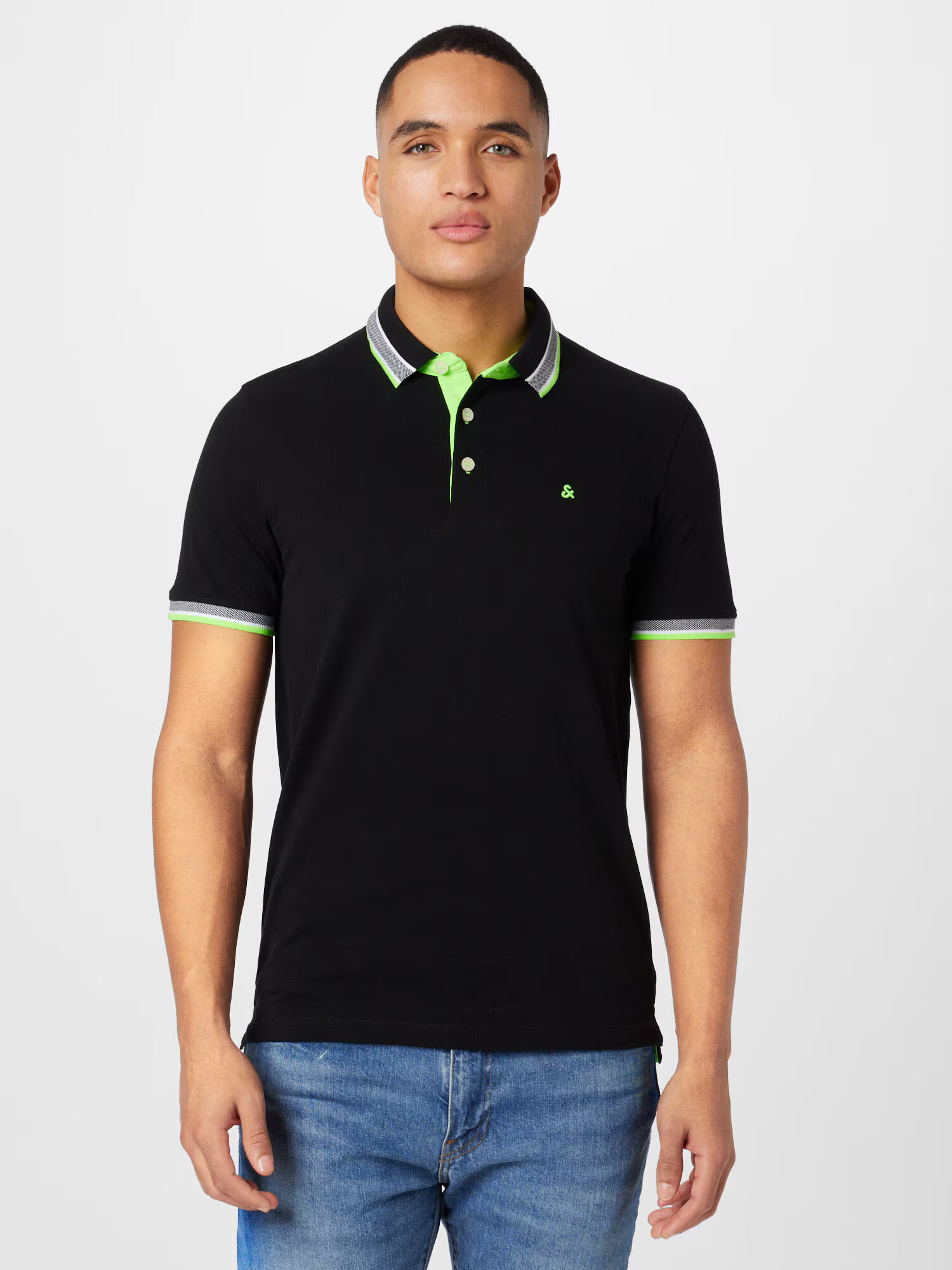 JACK & JONES Tricou 'Paulos' gri / verde / negru - Pled.ro