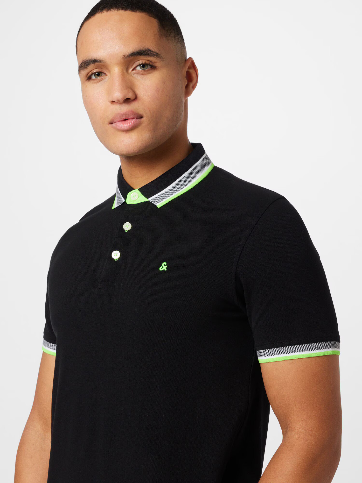 JACK & JONES Tricou 'Paulos' gri / verde / negru - Pled.ro