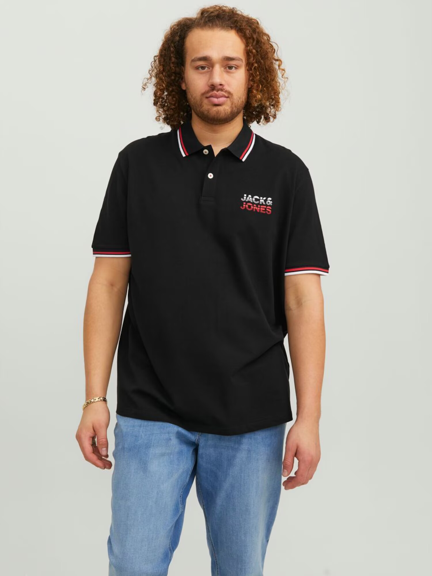 Jack & Jones Plus Tricou sângeriu / negru / alb - Pled.ro