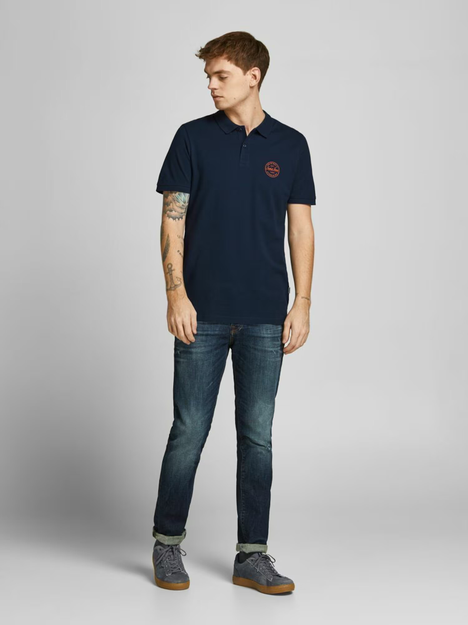 JACK & JONES Tricou 'Shark' bleumarin / roșu deschis - Pled.ro