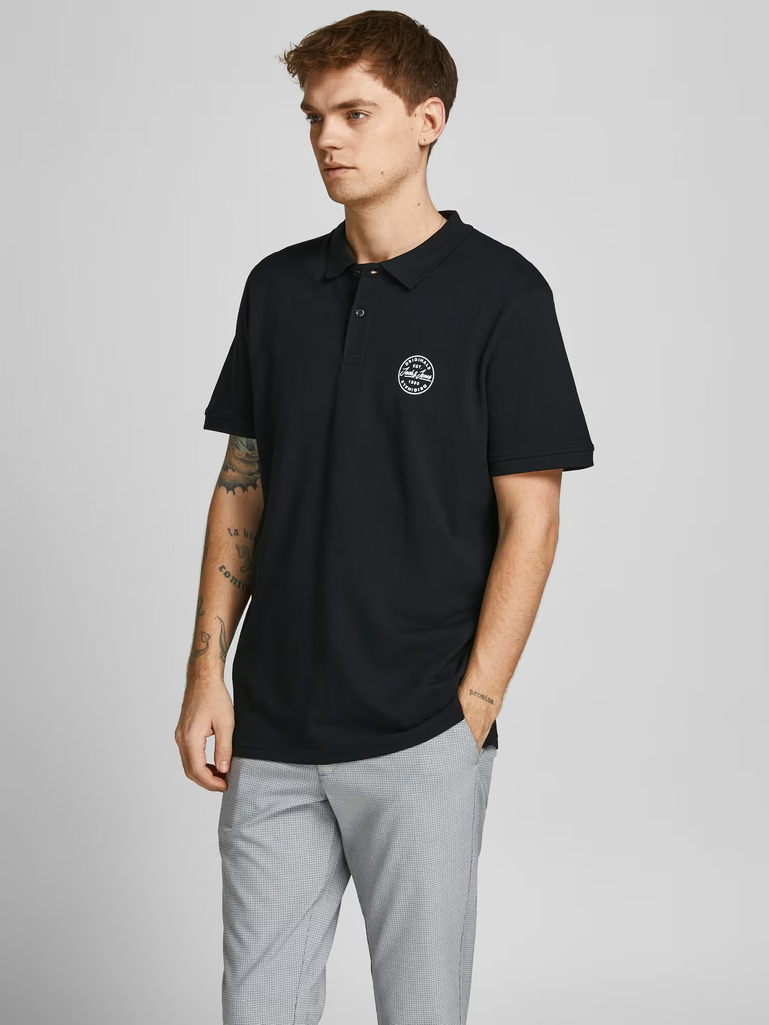 JACK & JONES Tricou 'Shark' negru / alb - Pled.ro