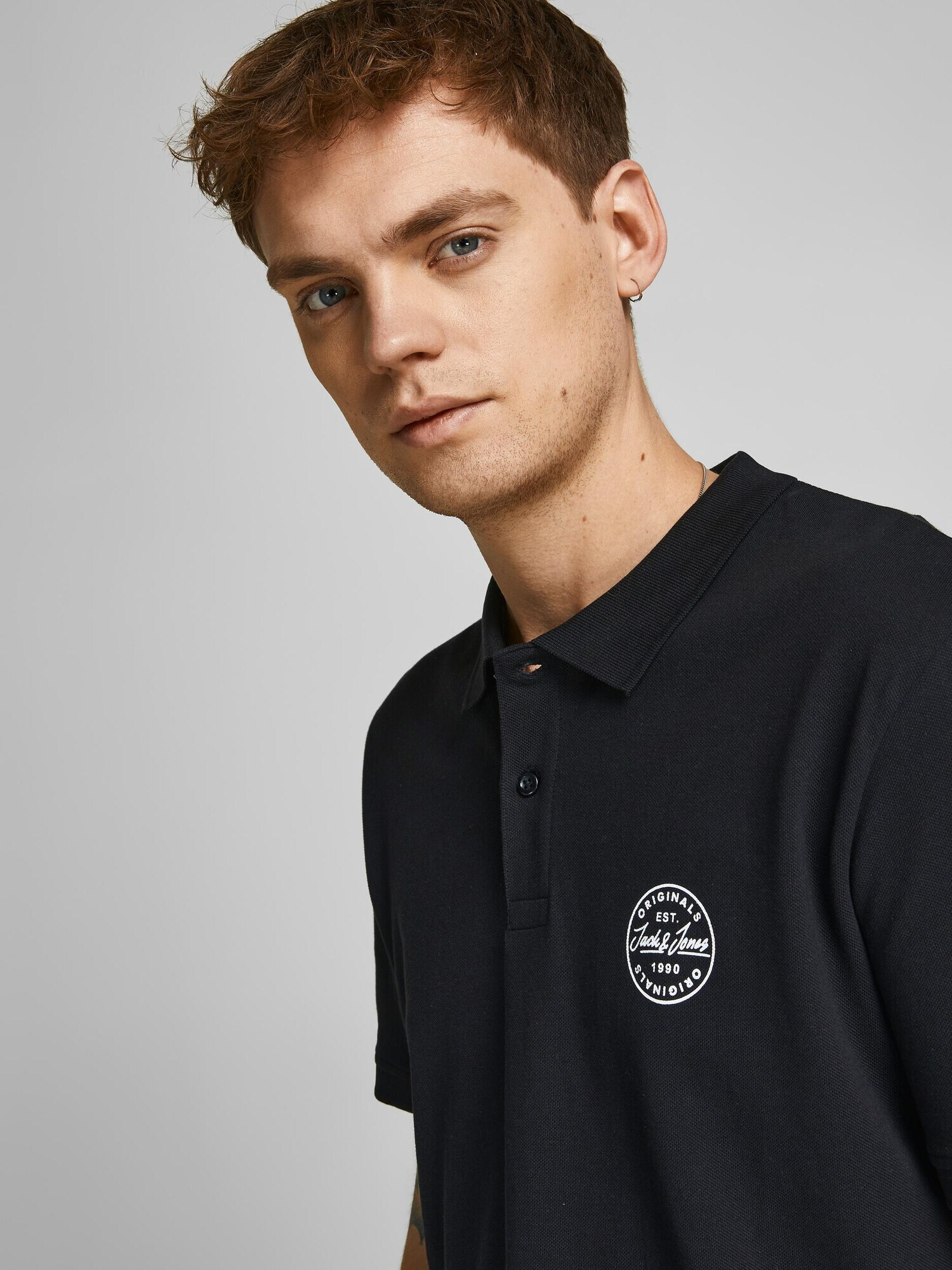 JACK & JONES Tricou 'Shark' negru / alb - Pled.ro