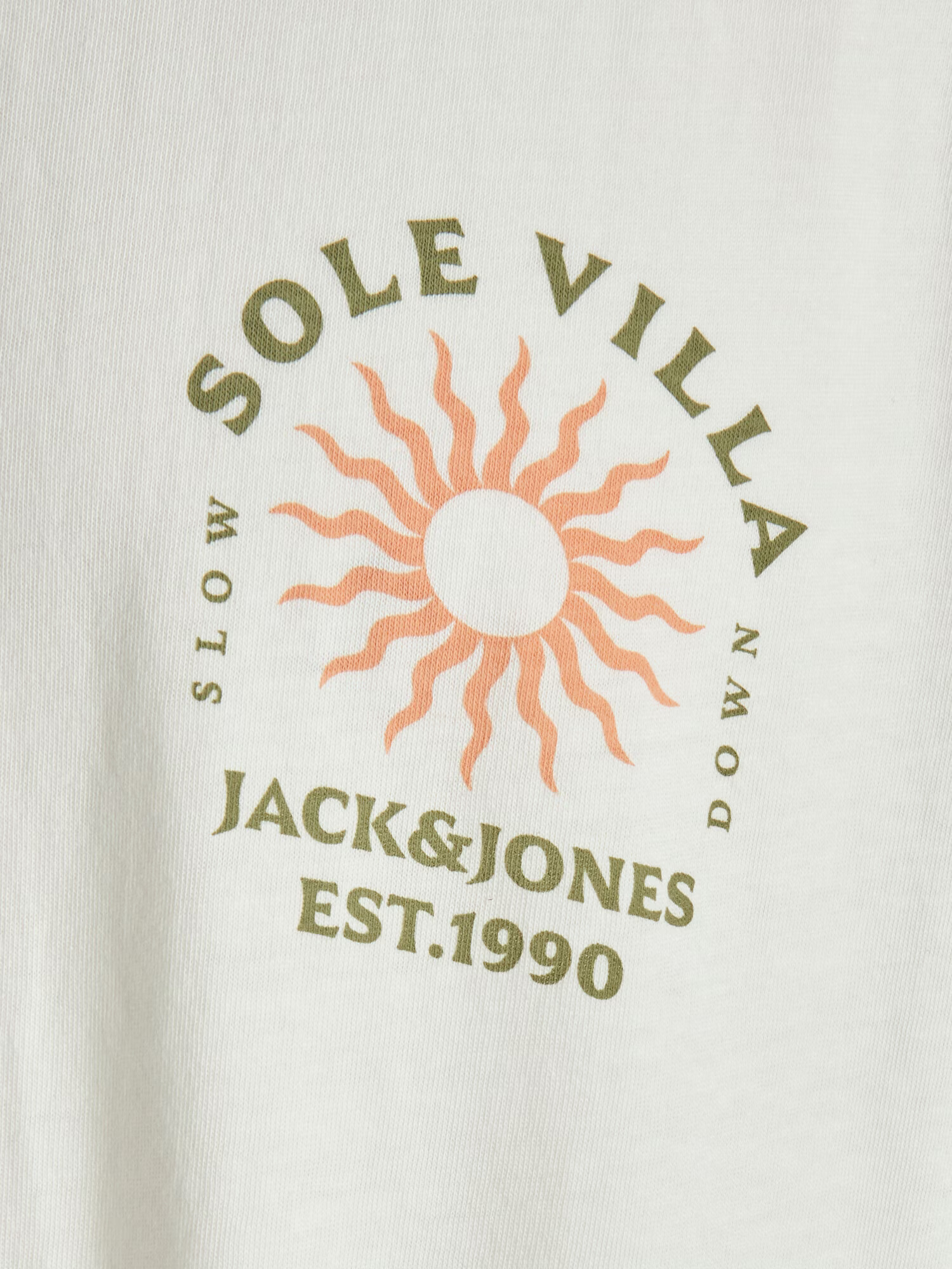 JACK & JONES Tricou 'SOLAR' oliv / portocaliu caisă / alb - Pled.ro