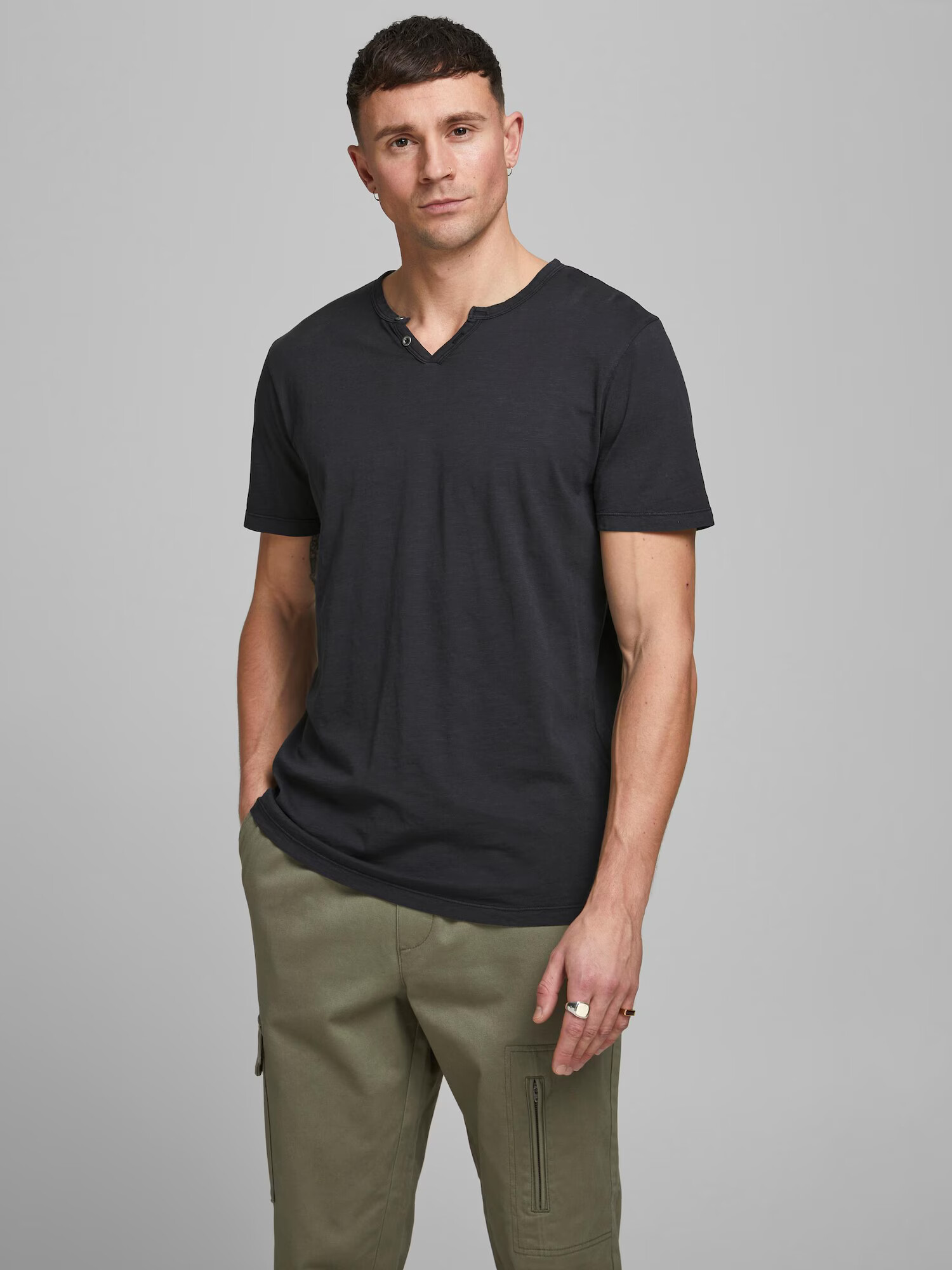 JACK & JONES Tricou 'Split' negru - Pled.ro