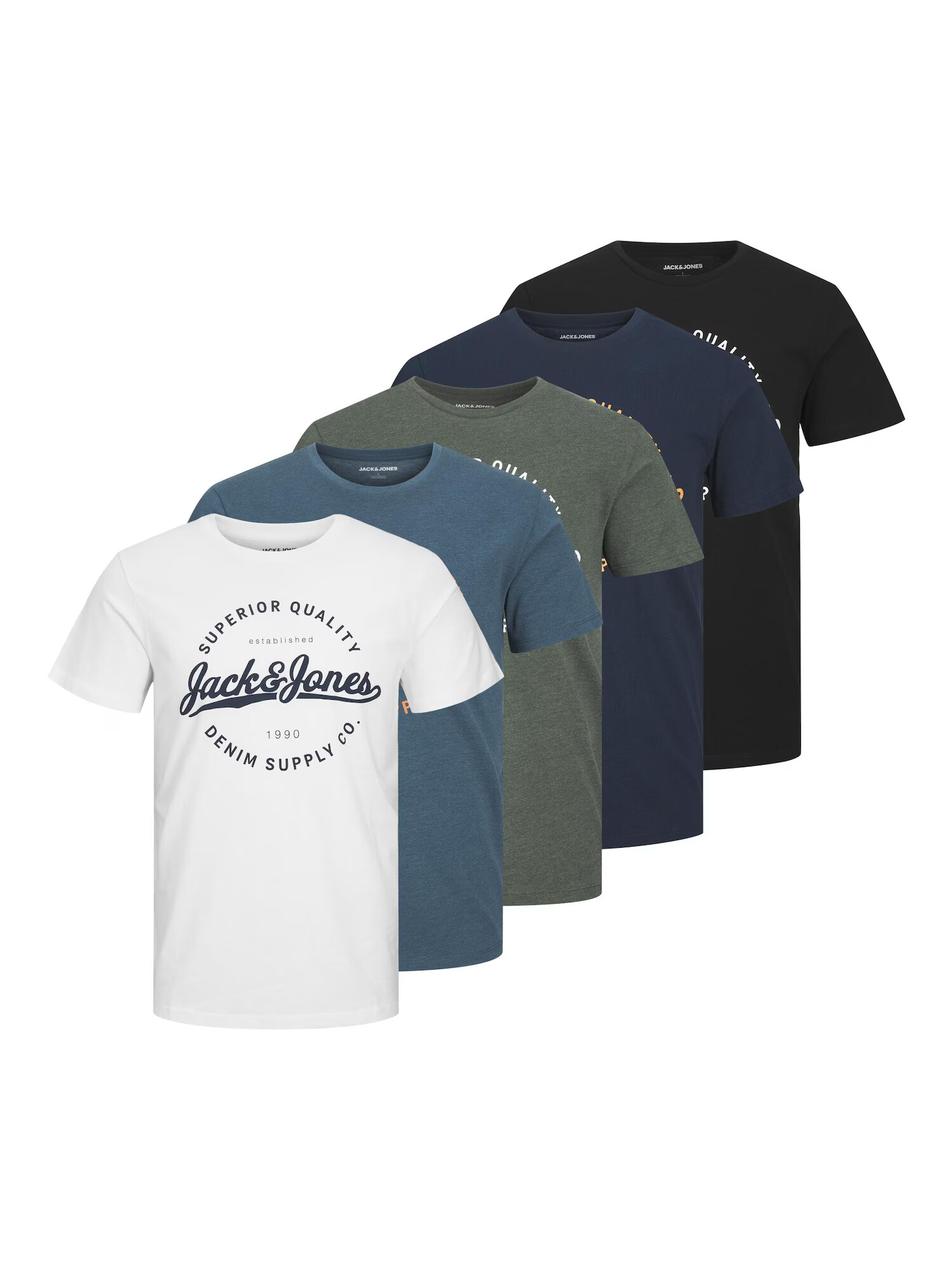 JACK & JONES Tricou 'Stanli' bleumarin / verde închis / negru / alb amestacat - Pled.ro