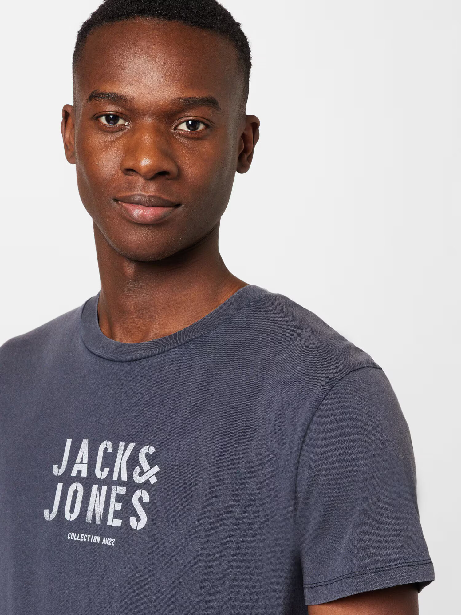 JACK & JONES Tricou 'STENCIL' albastru porumbel / alb - Pled.ro