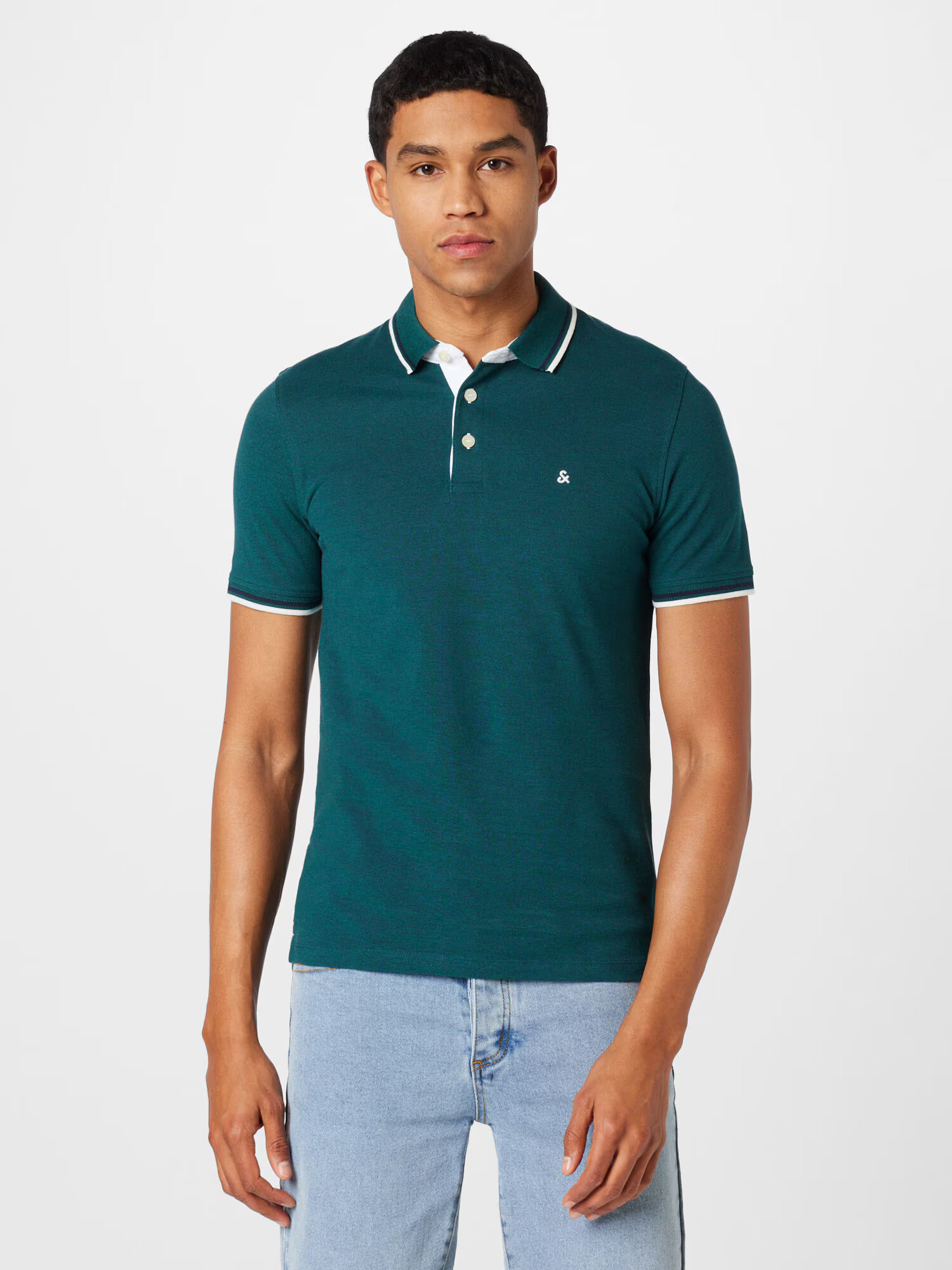 JACK & JONES Tricou verde / alb - Pled.ro