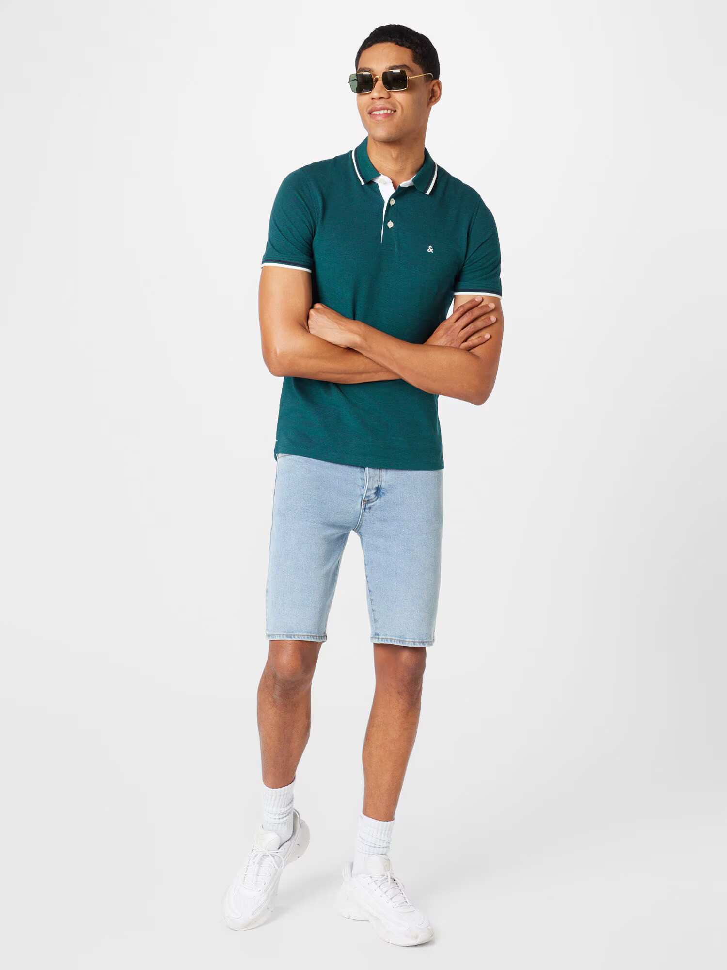 JACK & JONES Tricou verde / alb - Pled.ro