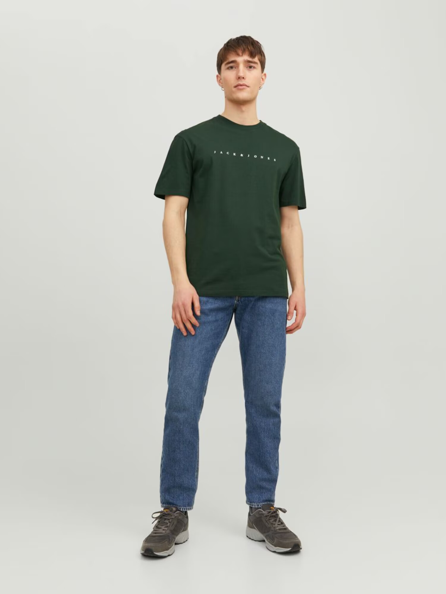 JACK & JONES Tricou verde pin / alb - Pled.ro